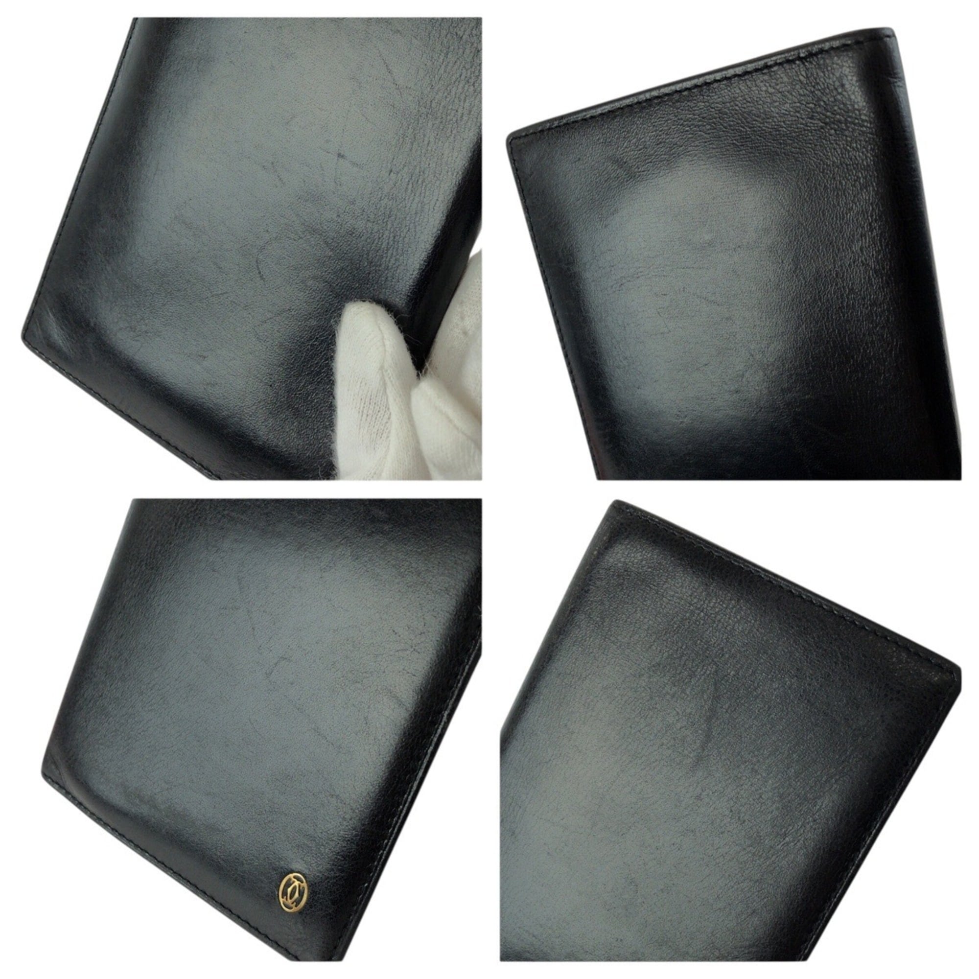 Cartier Black Leather Long Wallet (Bi-Fold) (Pre-Owned)