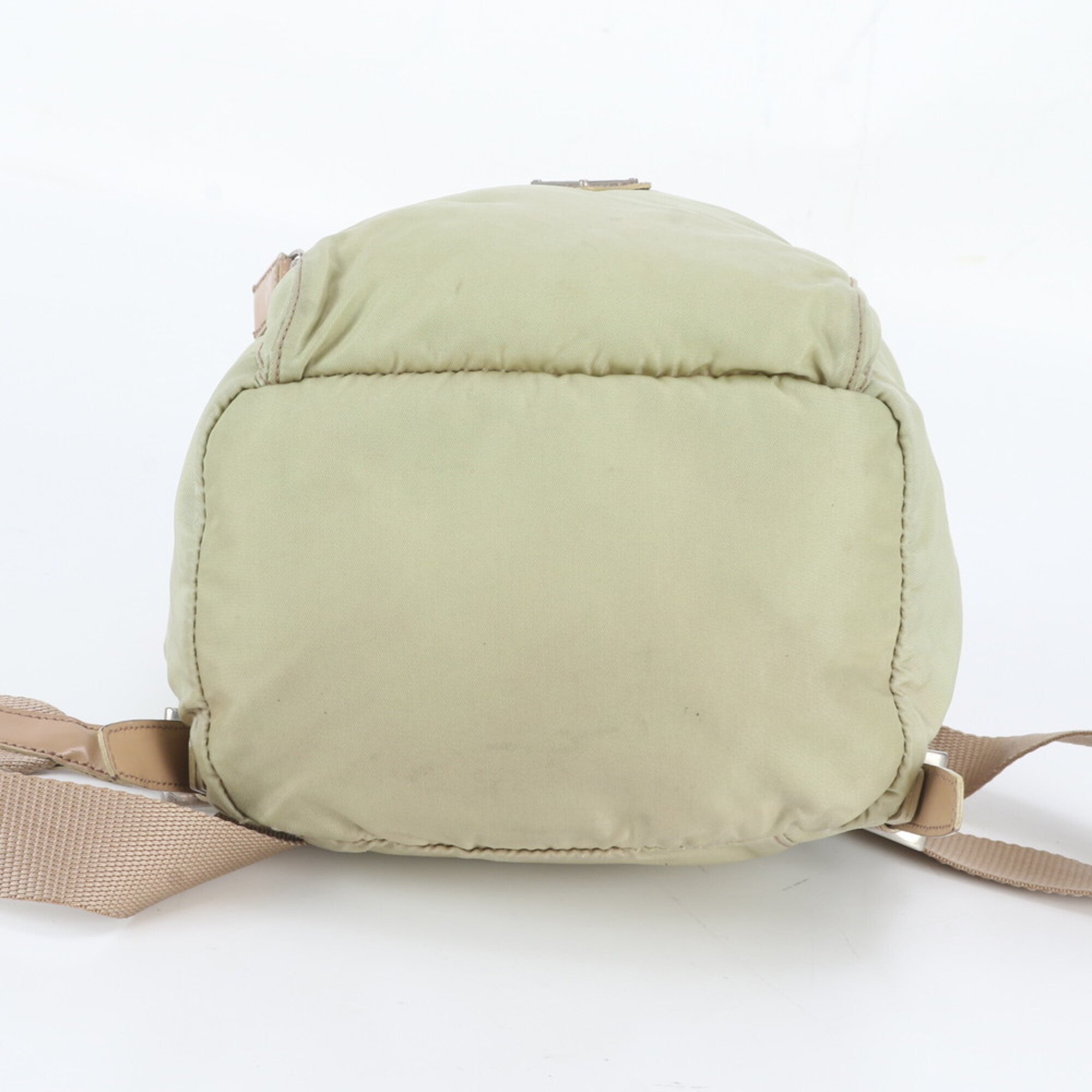 Prada Brown Green Nylon Leather Backpack Shoulder Bag (Pre-Owned)