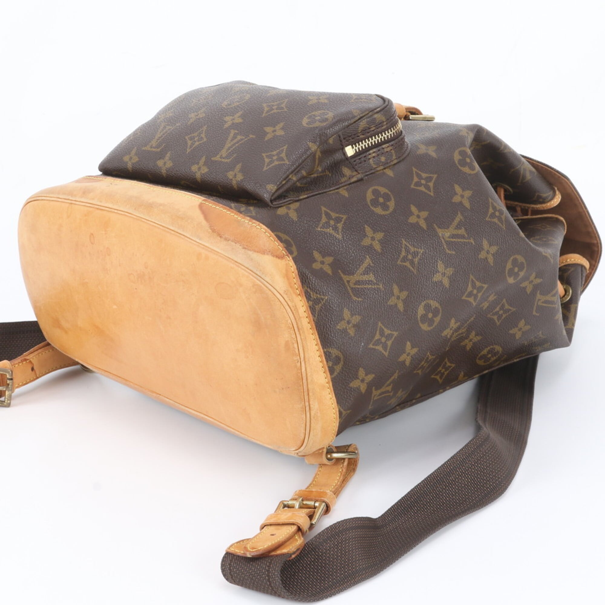 Louis Vuitton Brown Monogram Leather Coated Canvas Backpack Handbag Shoulder Bag (Pre-Owned)