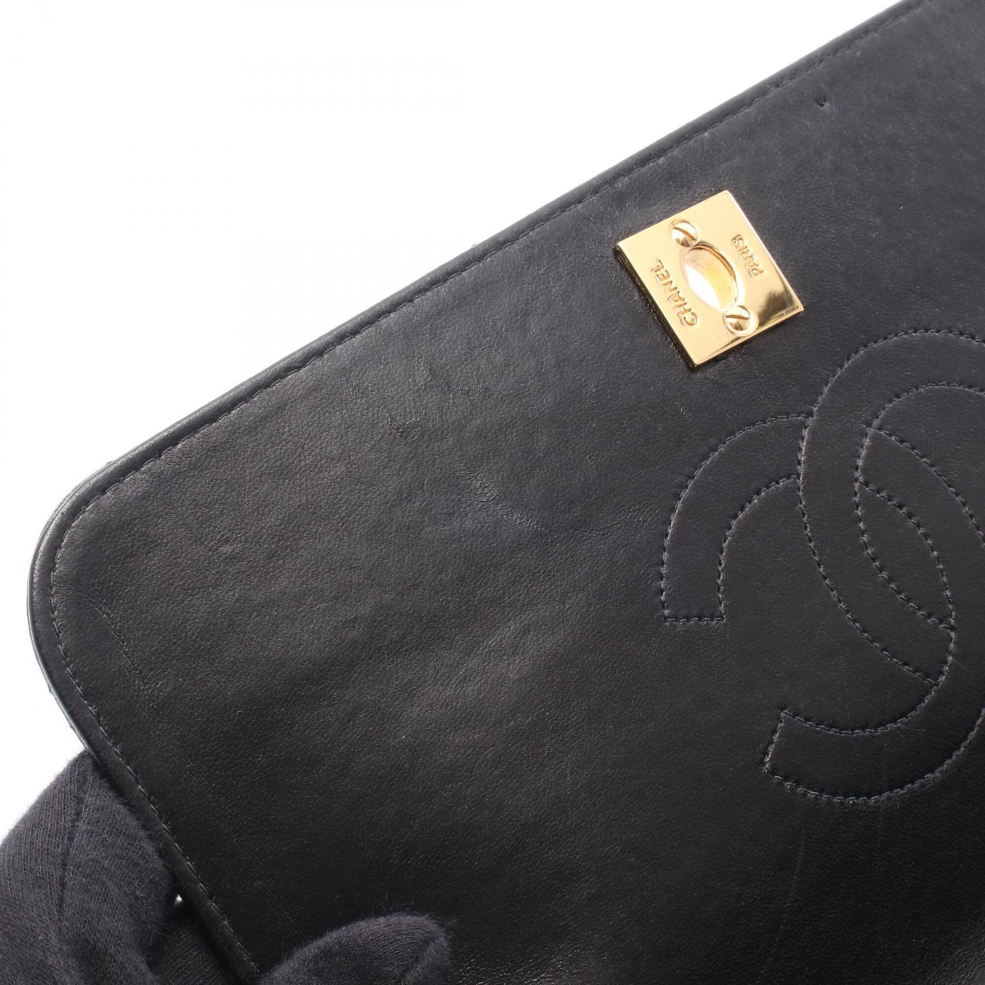 Chanel Black Leather Handbag Shoulder Bag (Pre-Owned)
