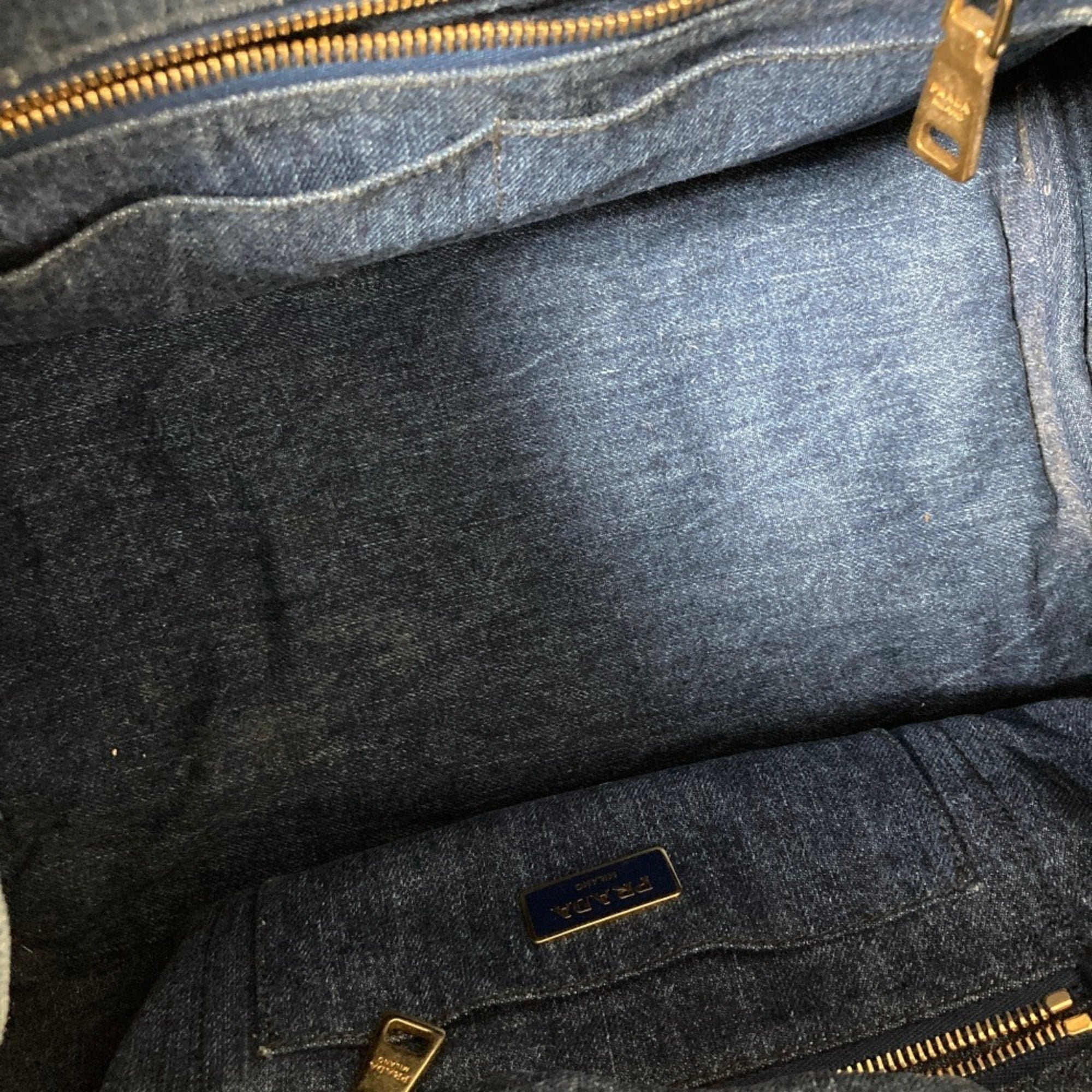 Prada Dark Blue Denim Tote Bag (Pre-Owned)