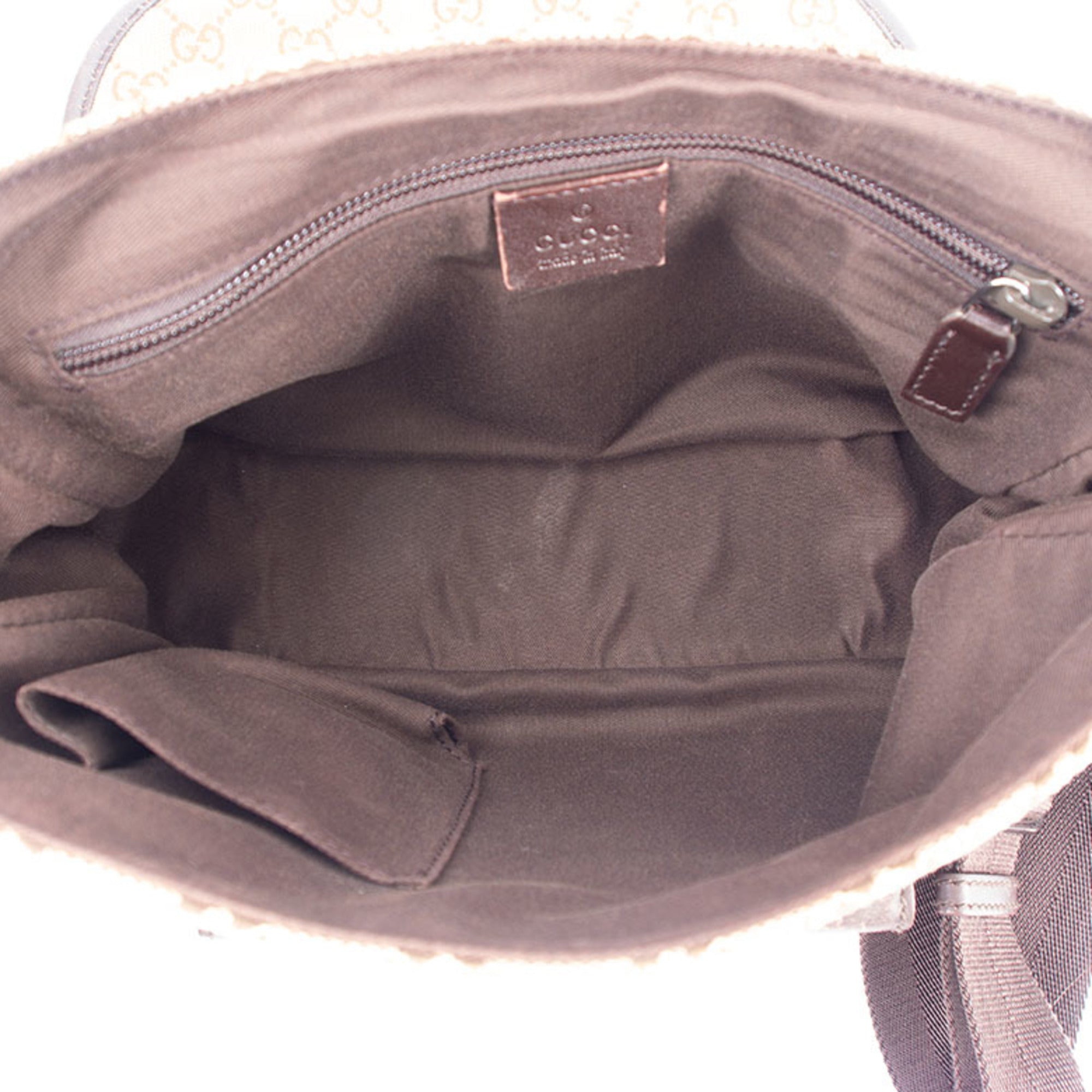Gucci Beige Brown Gg Canvas Leather Shoulder Bag (Pre-Owned)