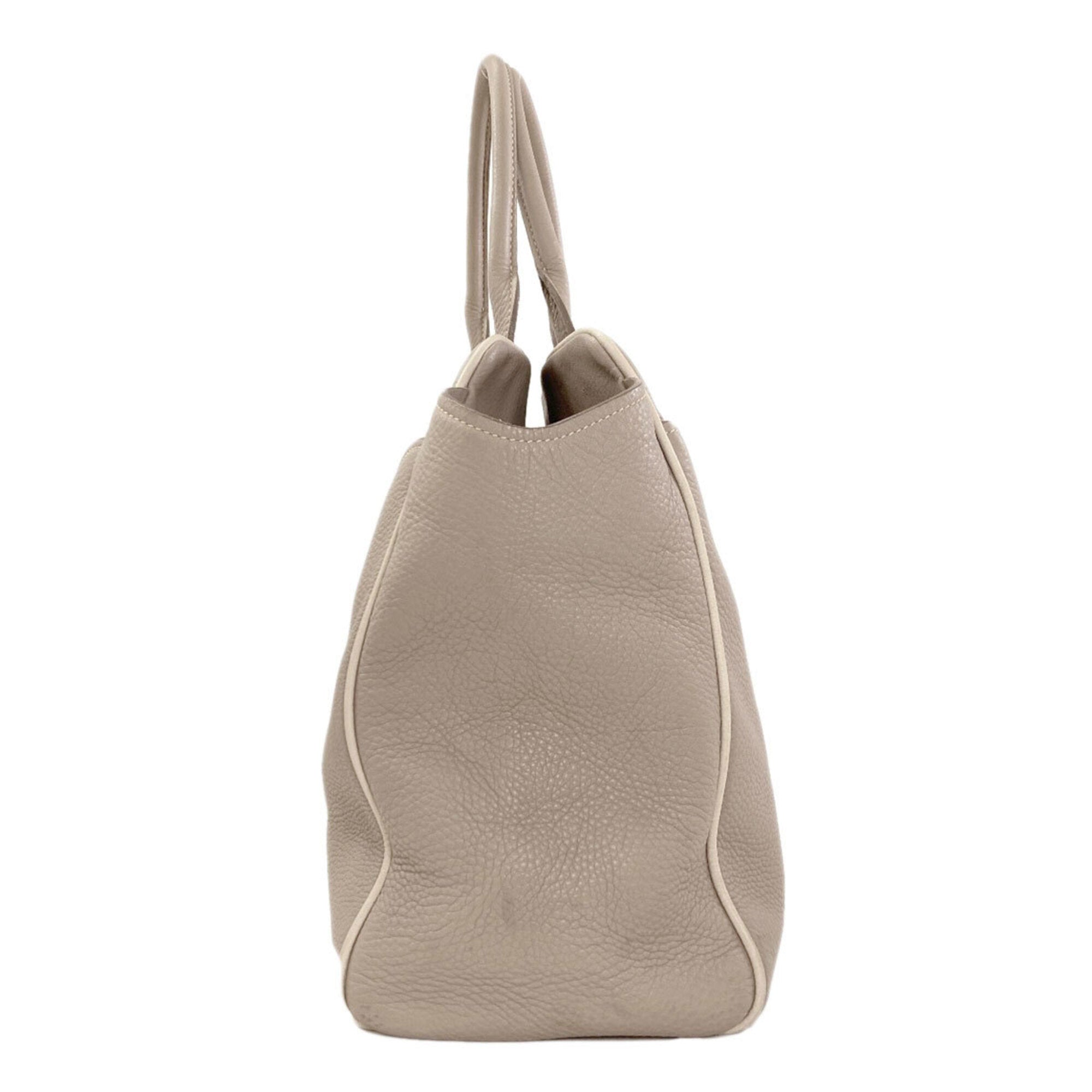 Miu Miu Gray Leather Tote Bag (Pre-Owned)