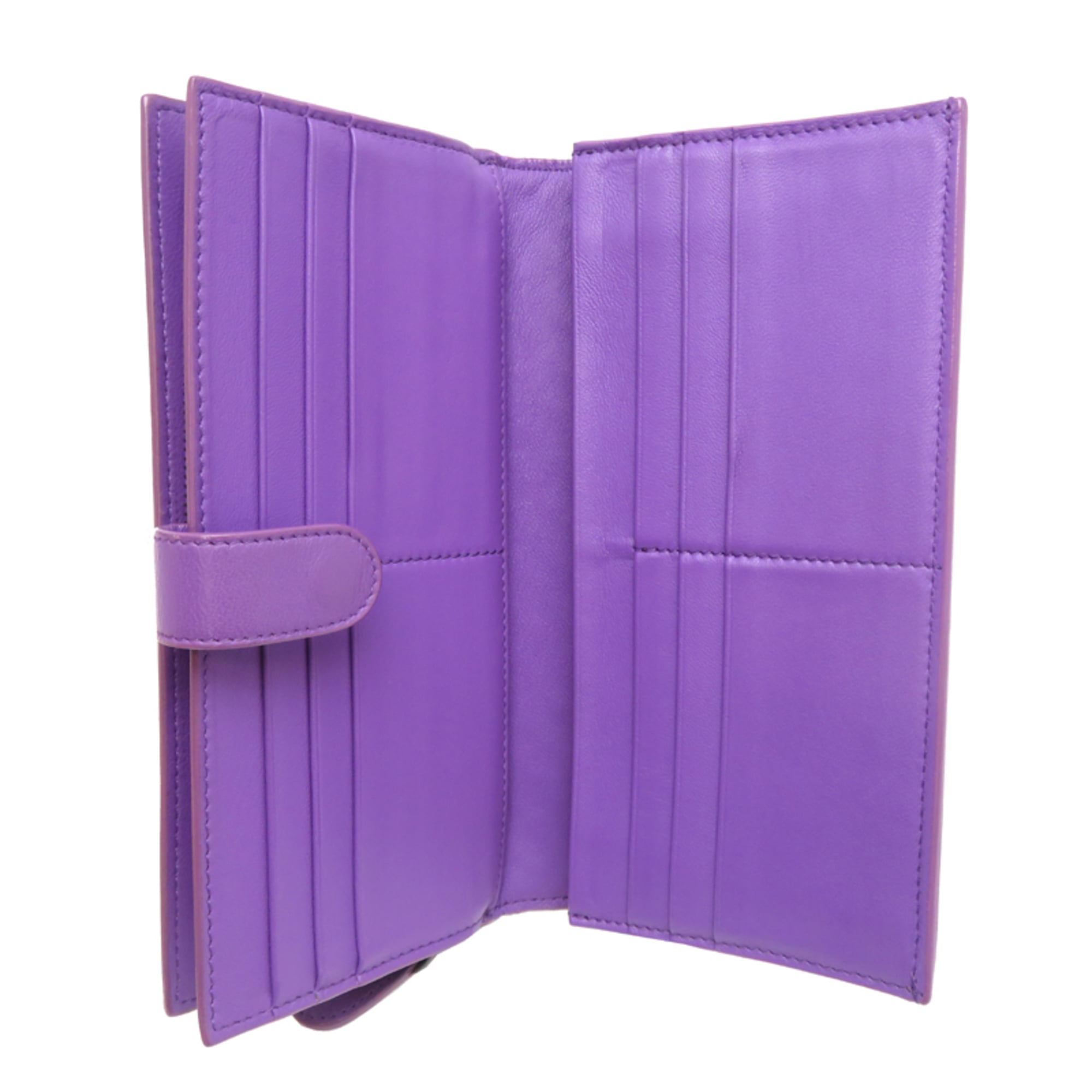Bottega Veneta Purple Leather Long Wallet (Bi-Fold) (Pre-Owned)