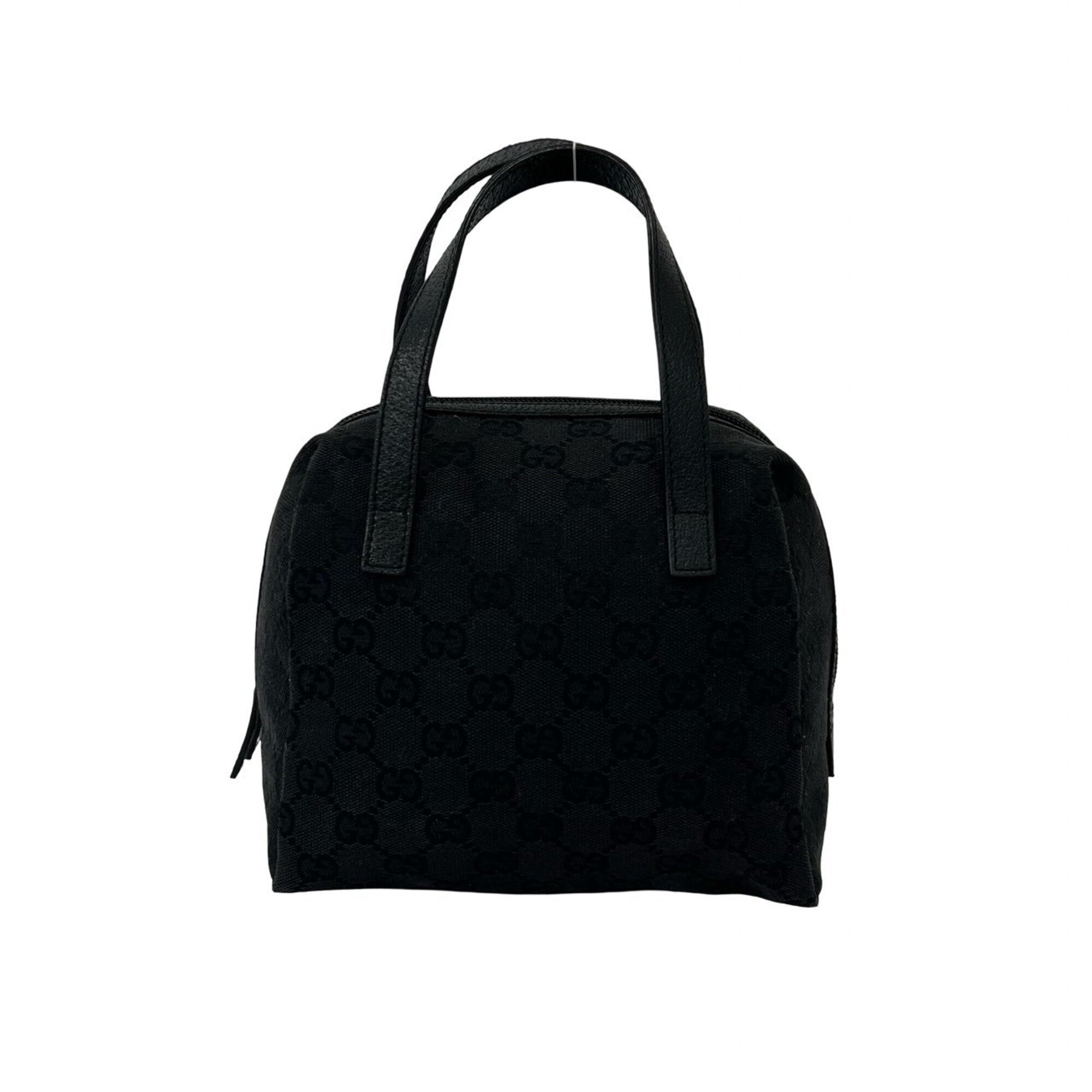 Gucci Black Canvas Leather Boston Bag Handbag Tote Bag (Pre-Owned)