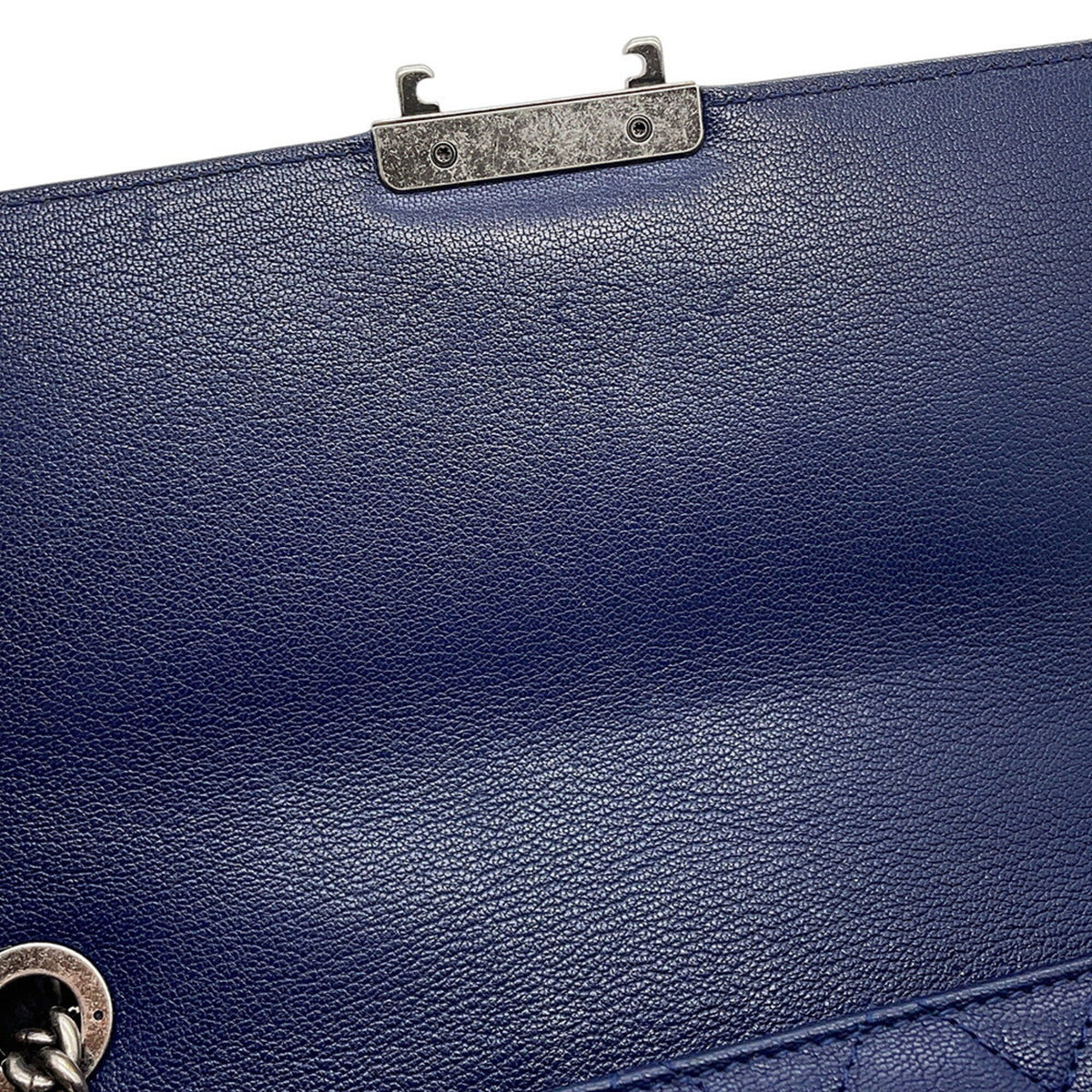 Chanel Navy Leather Handbag Shoulder Bag (Pre-Owned)