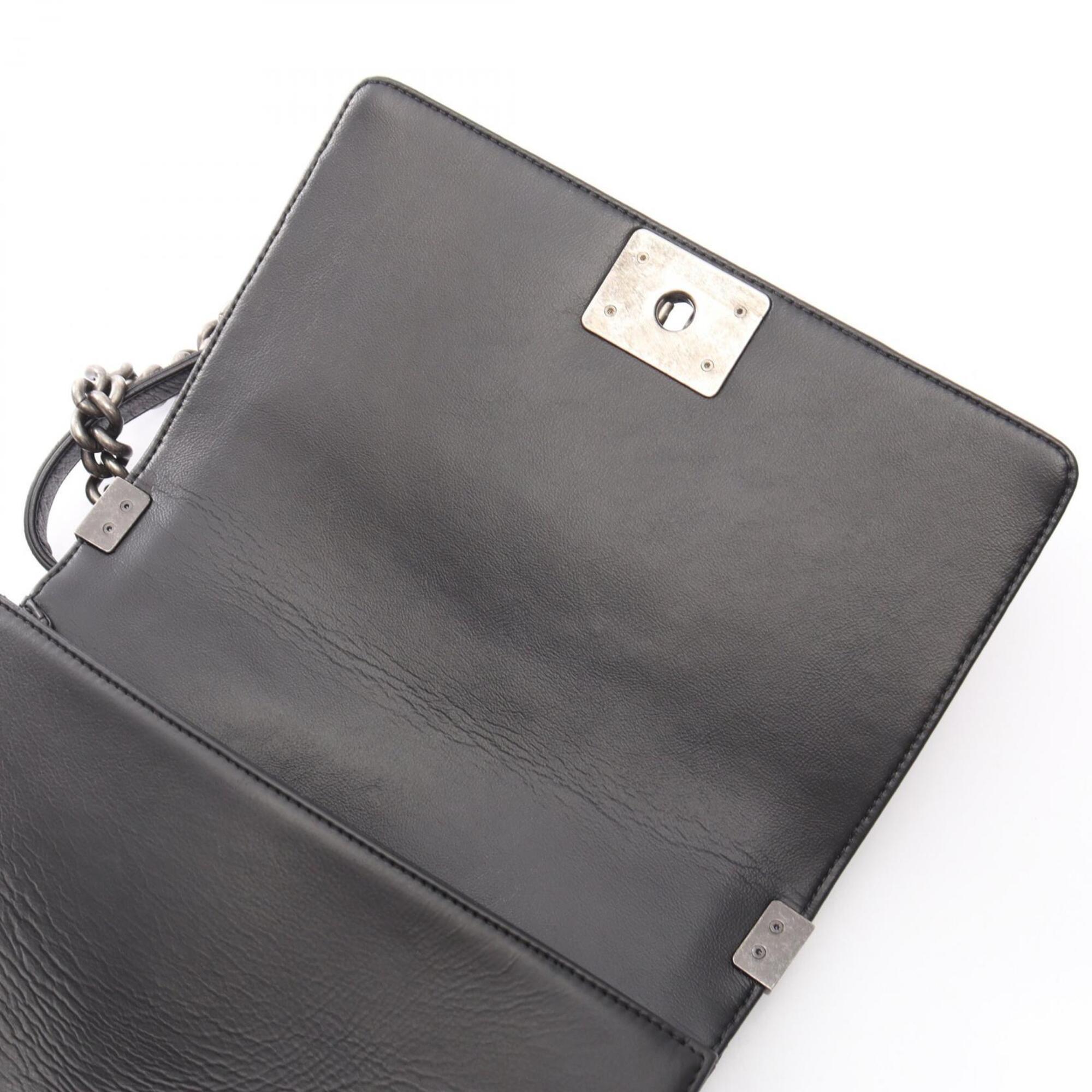 Chanel Black Leather Handbag Shoulder Bag (Pre-Owned)