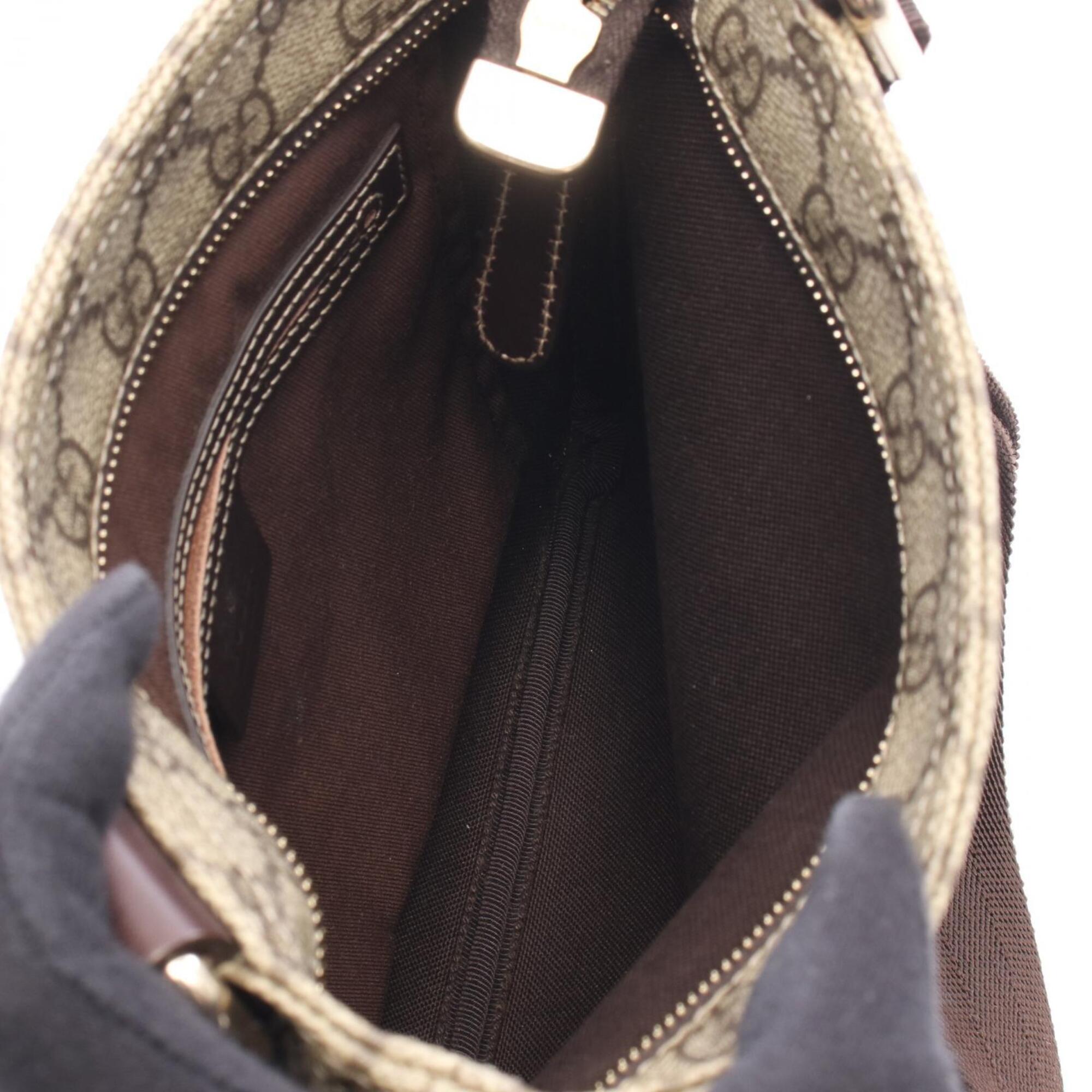 Gucci Beige Brown Canvas Leather Handbag Shoulder Bag (Pre-Owned)