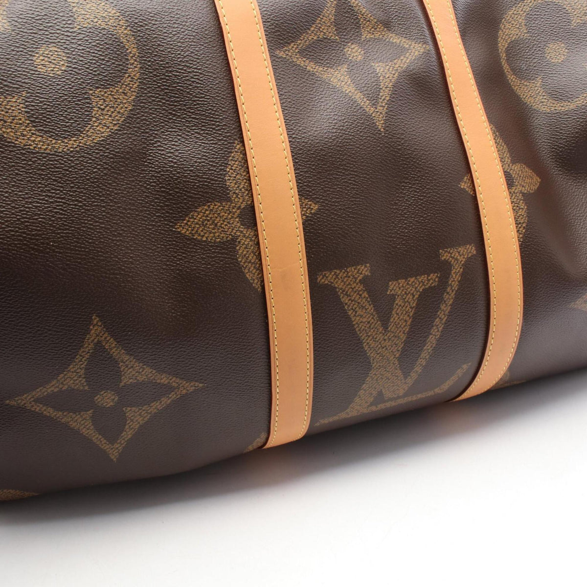 Louis Vuitton Brown Coated Canvas Coated Canvas Leather Boston Bag Handbag (Pre-Owned)