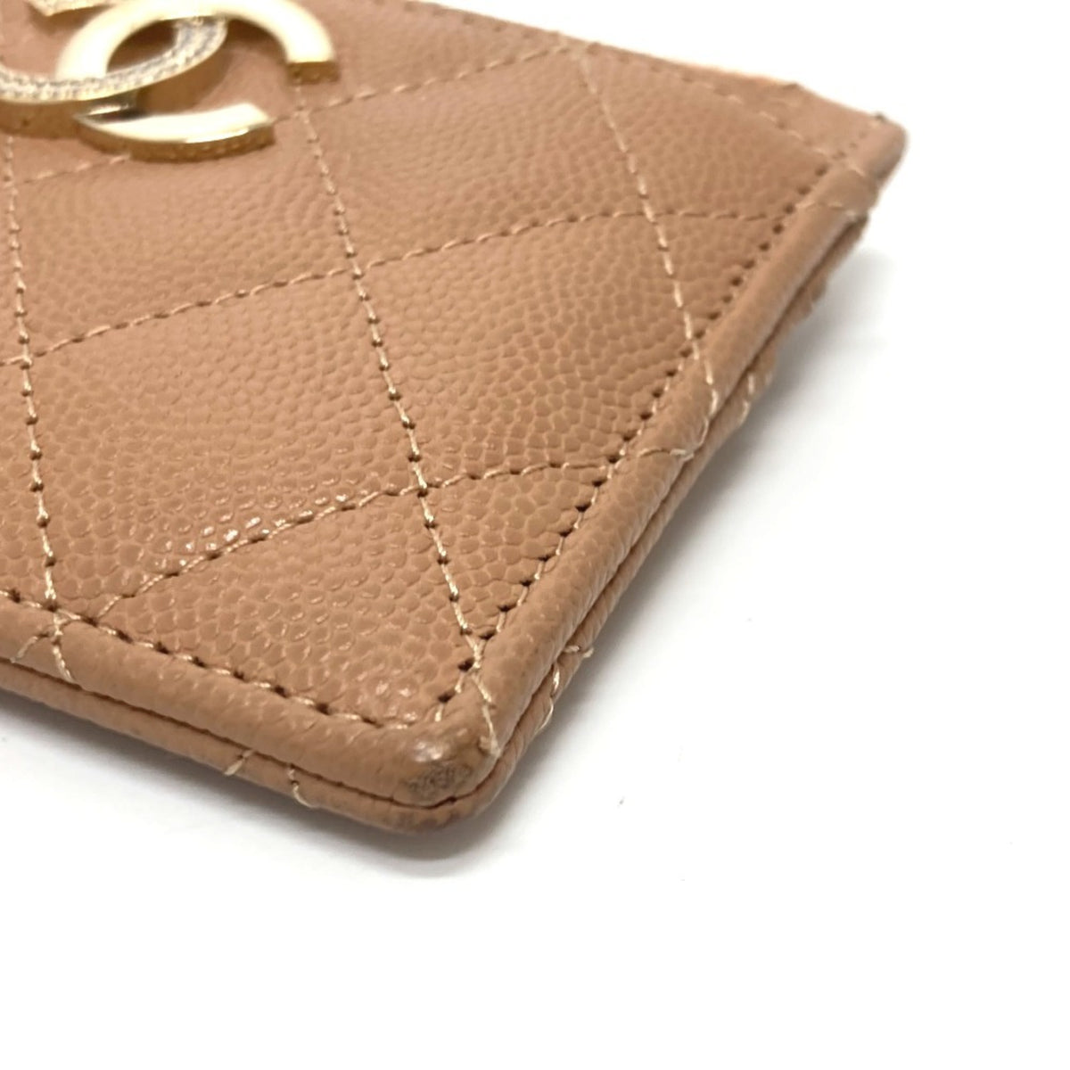 Chanel Beige Grained Calfskin Wallet (Bi-Fold) (Pre-Owned)