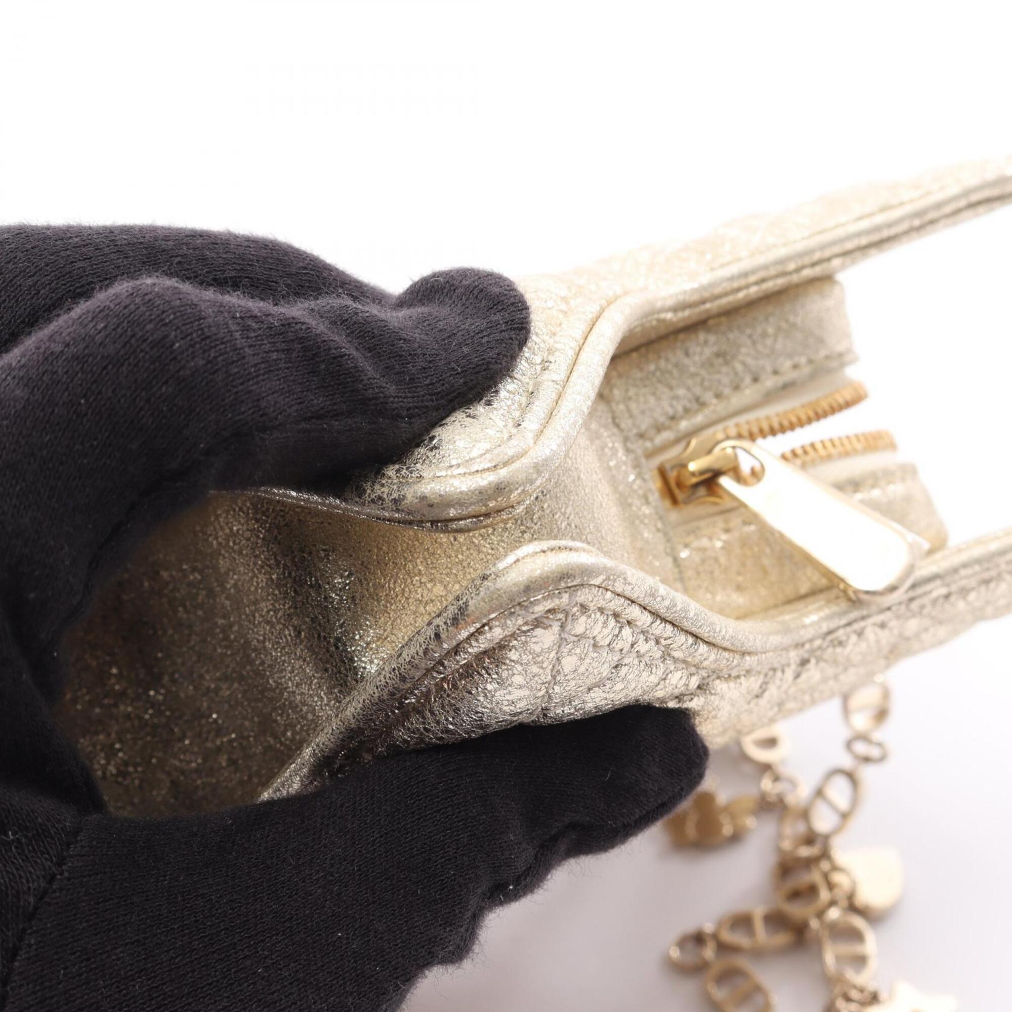 Christian Dior Gold Leather Handbag Shoulder Bag (Pre-Owned)