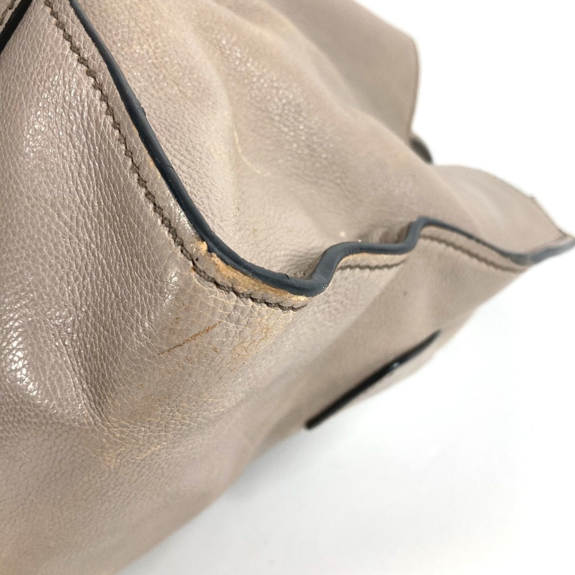 Prada Beige Leather Handbag Shoulder Bag Tote Bag (Pre-Owned)