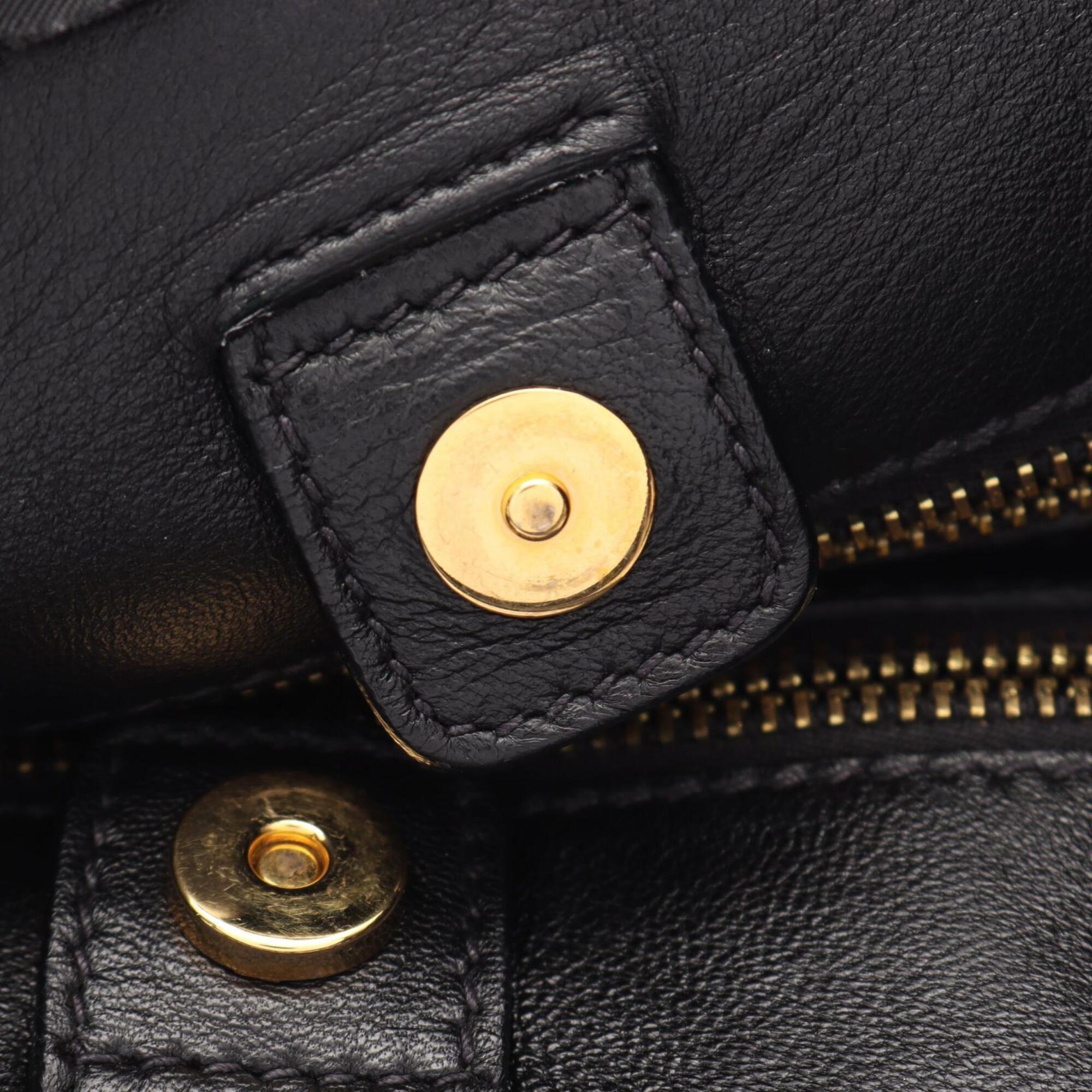 Prada Black Nylon Leather Handbag Tote Bag (Pre-Owned)