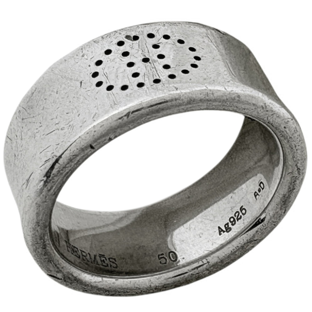 Hermes Silver 925 Band Ring (Pre-Owned)