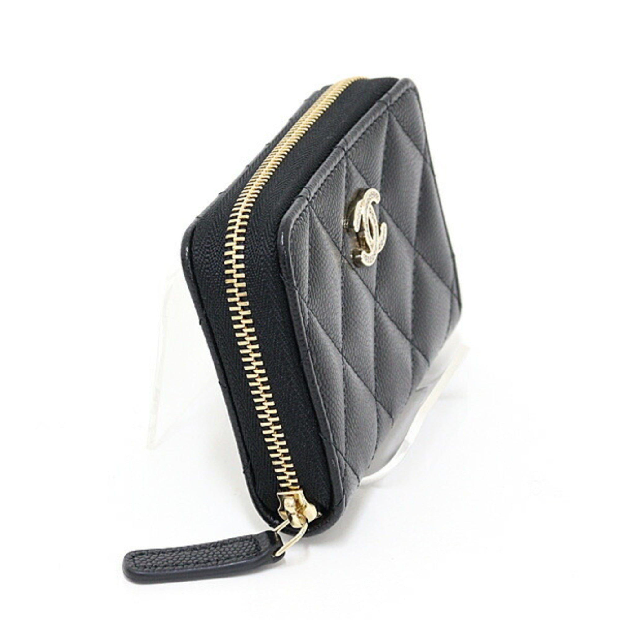 Chanel Matelasse Black Grained Calfskin Metal Coin Purse/Coin Case (Pre-Owned)