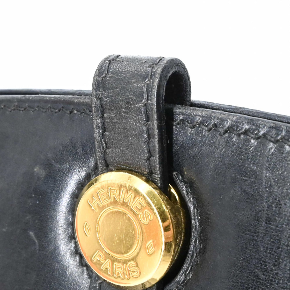 Hermes Dalvy Black Box Calf Leather Handbag (Pre-Owned)