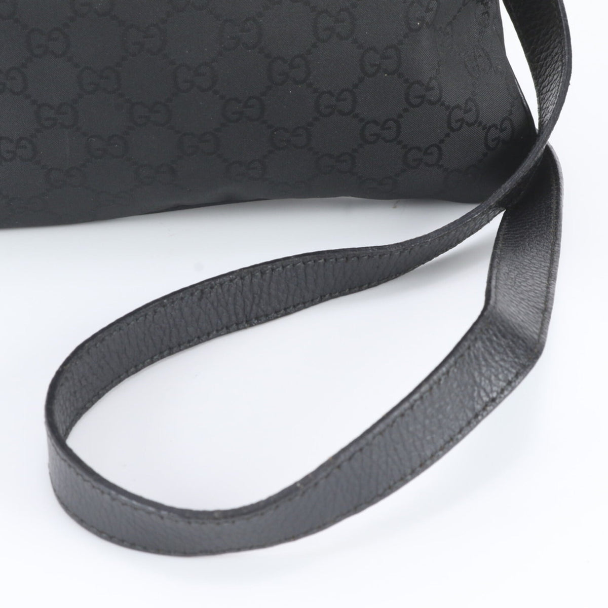 Gucci Black Leather Nylon Crossbody Bag Shoulder Bag Tote Bag (Pre-Owned)