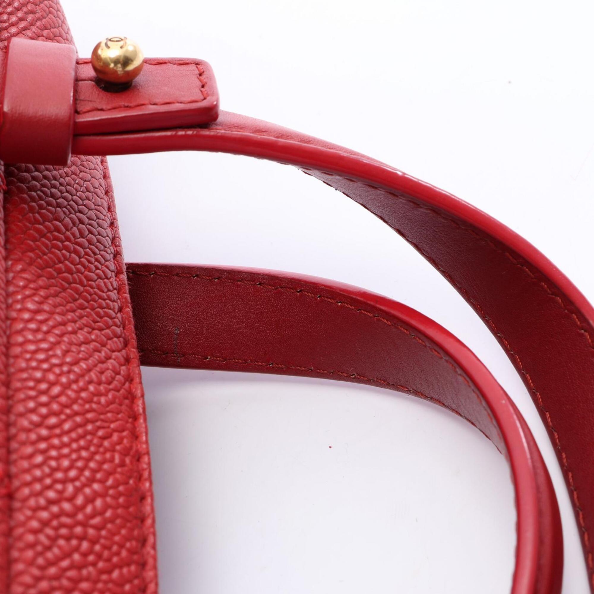Chanel Red Color Grained Calfskin Handbag Shoulder Bag (Pre-Owned)