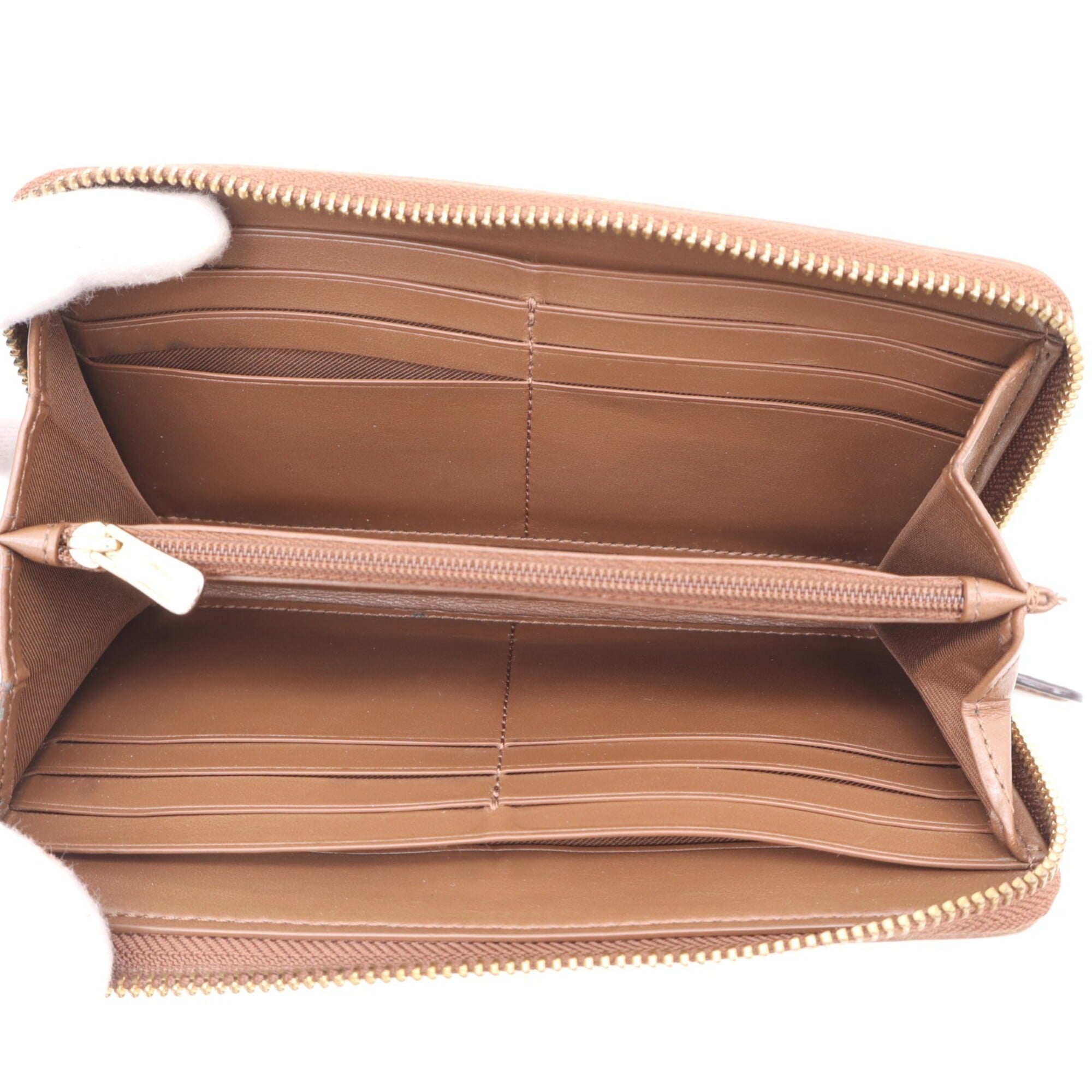 Coach Signature Beige Brown Multi-Color Signature Line Long Wallet (Bi-Fold) (Pre-Owned)