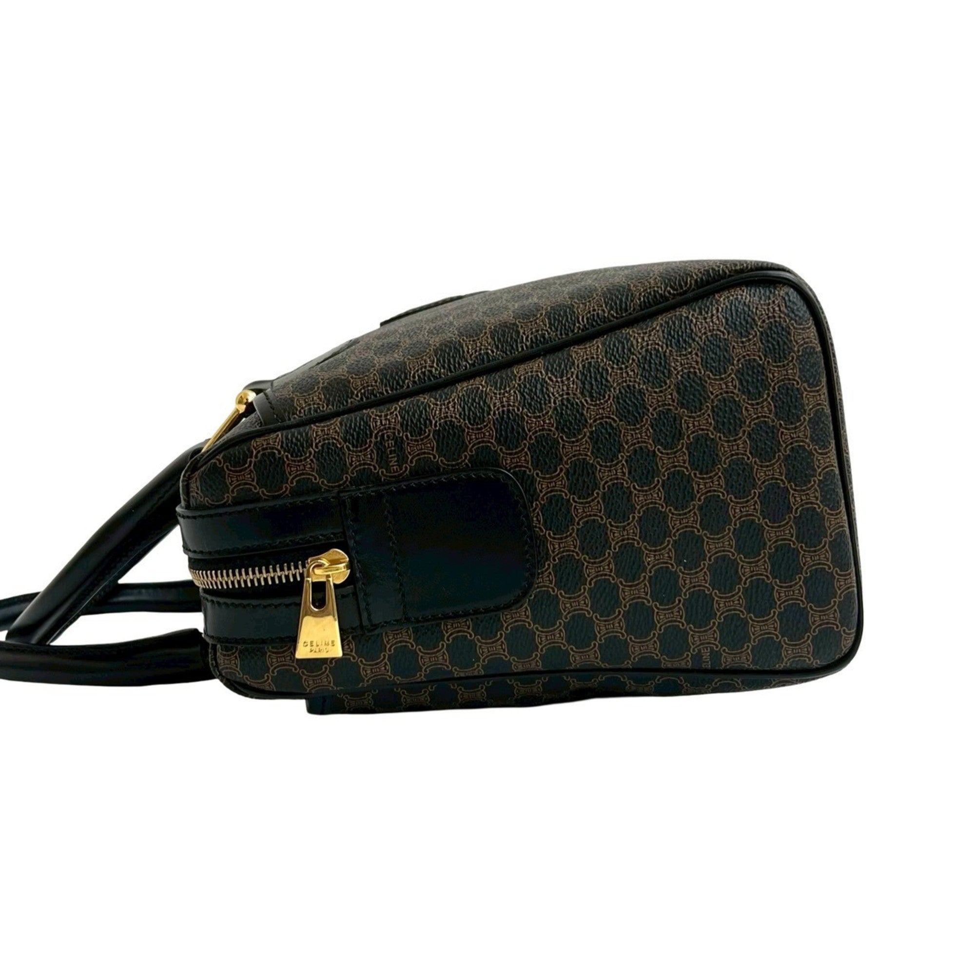Celine Black Brown Leather Pvc Boston Bag Handbag (Pre-Owned)