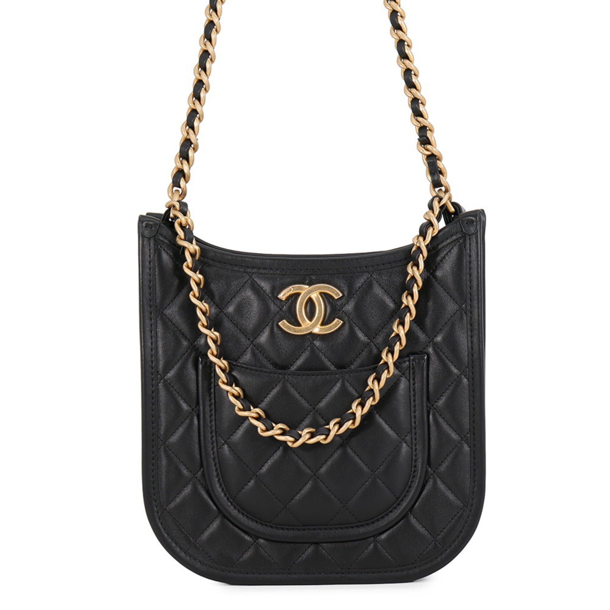 Chanel Matelasse Black Leather Handbag Shoulder Bag (Pre-Owned)