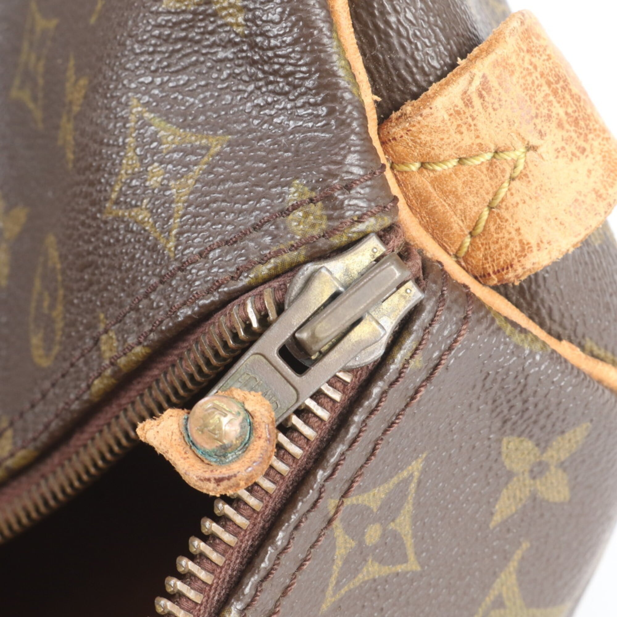Louis Vuitton Monogram Brown Coated Canvas Leather Handbag Tote Bag (Pre-Owned)