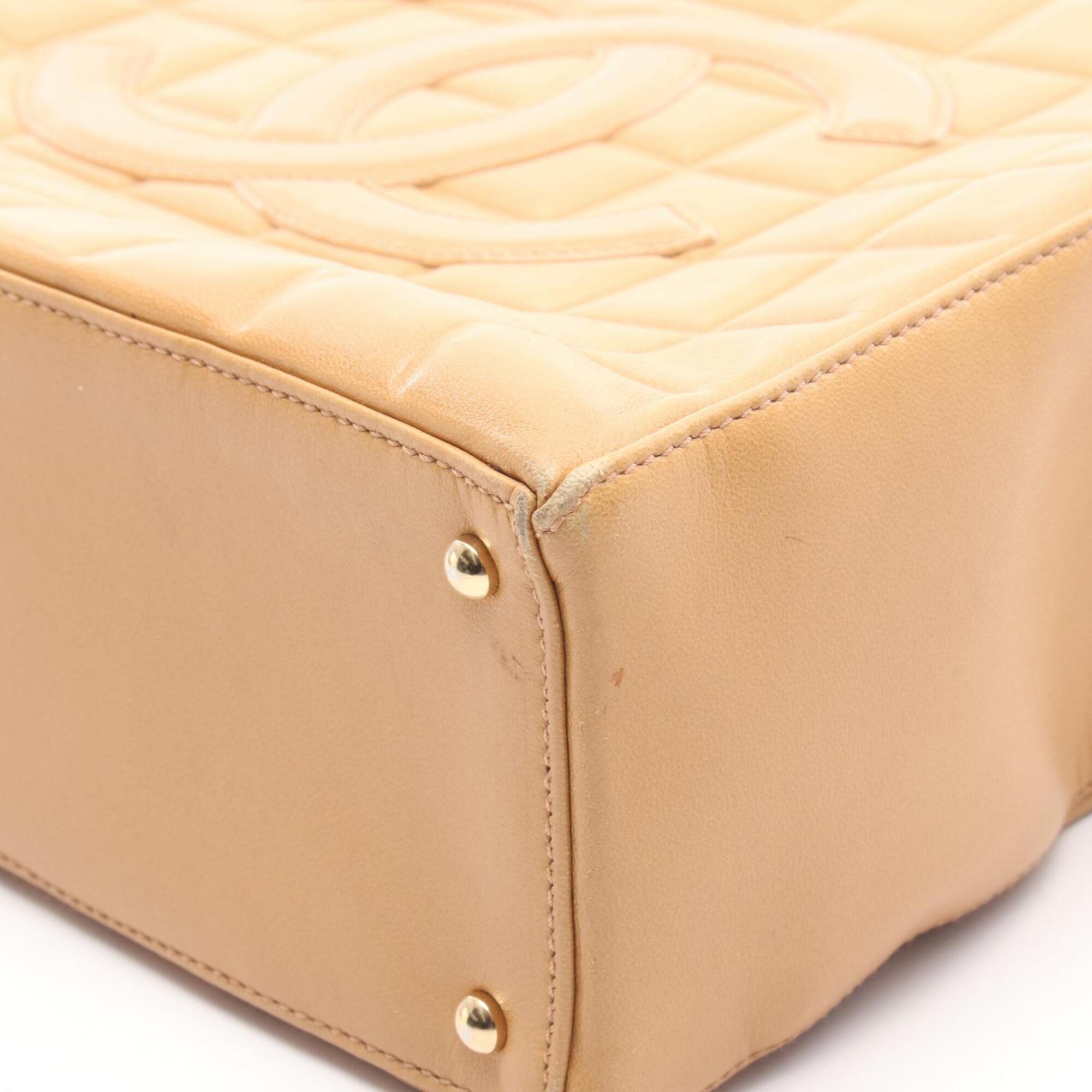 Chanel Beige Leather Handbag Tote Bag (Pre-Owned)