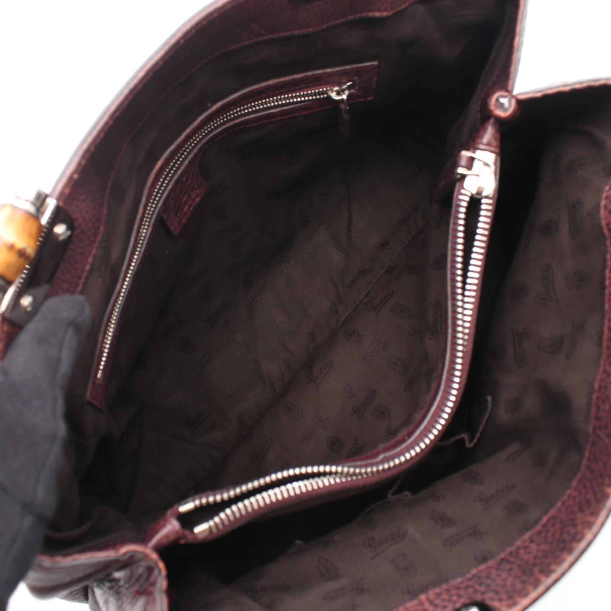 Gucci Bordeaux Leather Handbag Tote Bag (Pre-Owned)