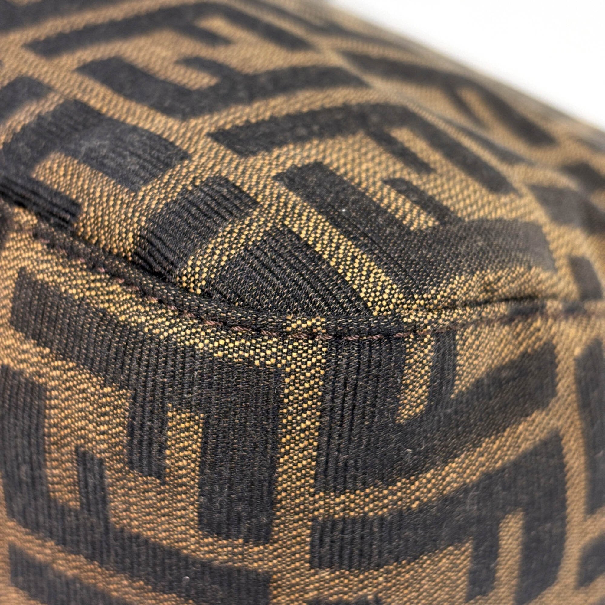 Fendi Zucca Brown Canvas Leather Shoulder Bag (Pre-Owned)