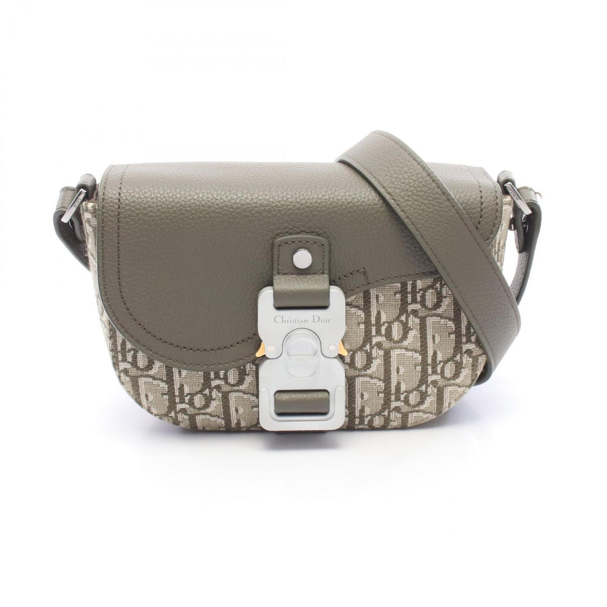 Christian Dior Beige Khaki Canvas Leather Saddle Bag Shoulder Bag (Pre-Owned)