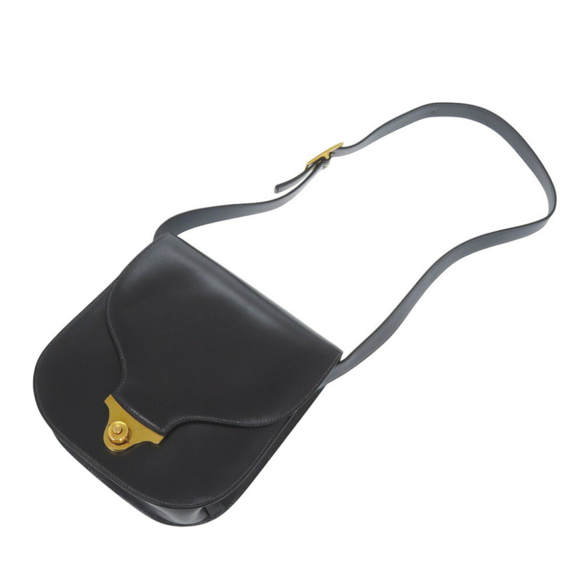 Hermes Black Box Calf Leather Shoulder Bag (Pre-Owned)