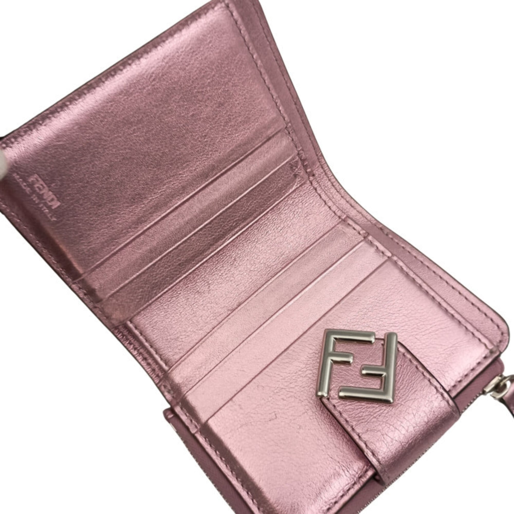 Fendi Metallic Pink Leather Wallet (Bi-Fold) (Pre-Owned)