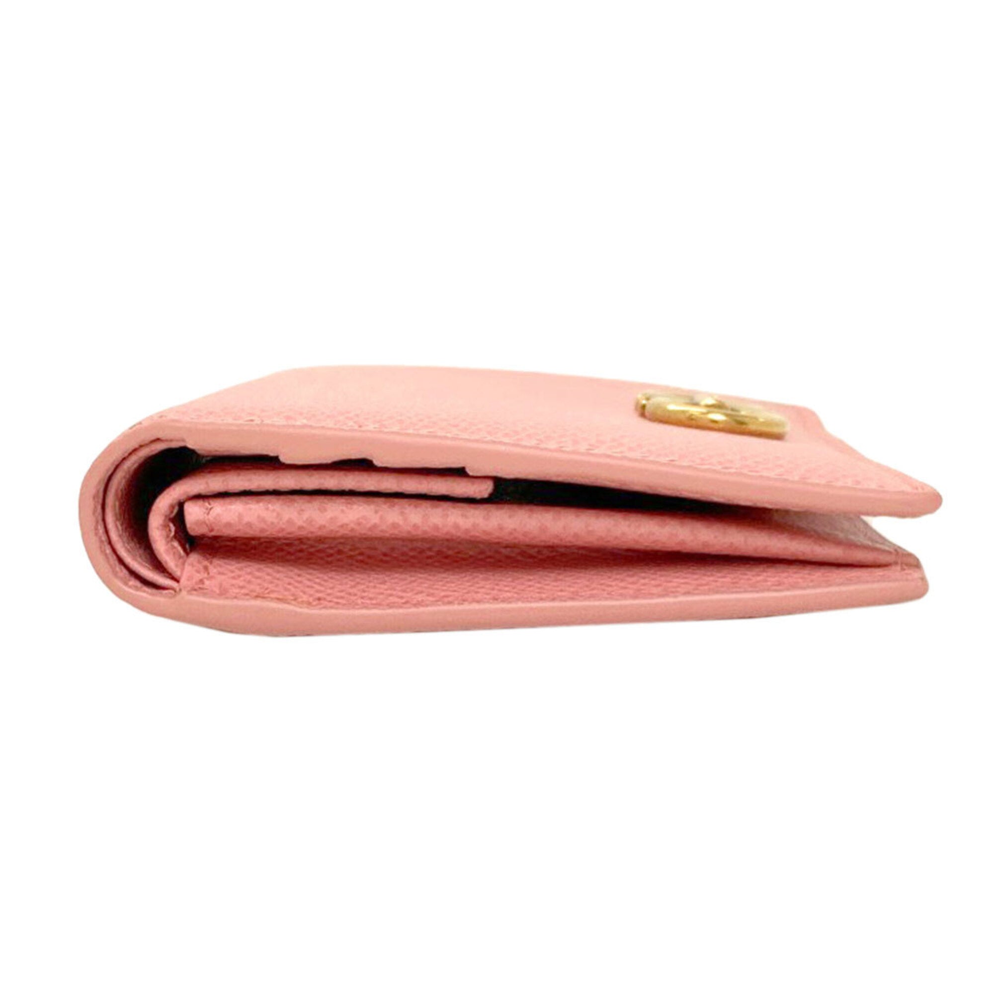 Salvatore Ferragamo Gancini Pink Leather Wallet (Bi-Fold) (Pre-Owned)
