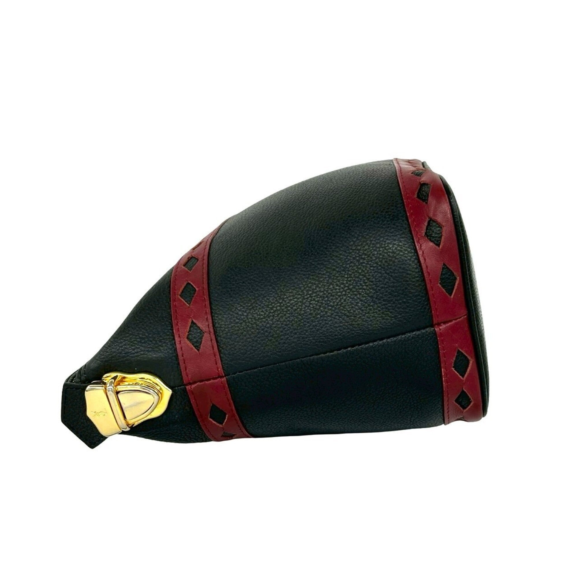 Yves Saint Laurent Black Red Color Leather Handbag (Pre-Owned)