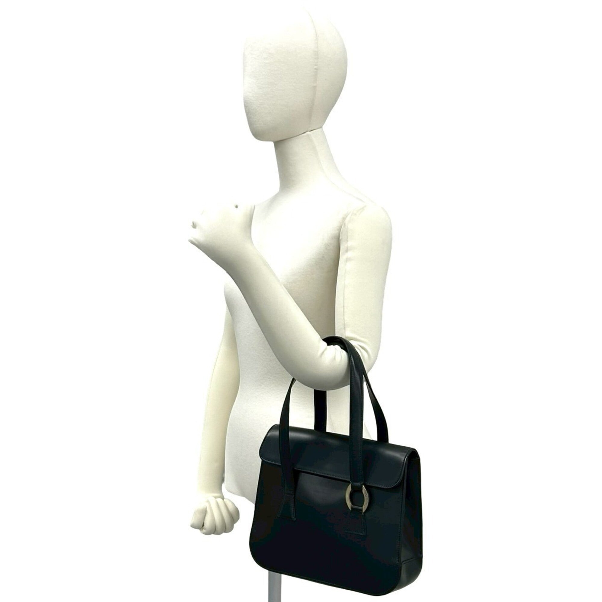 Christian Dior Black Leather Handbag Tote Bag (Pre-Owned)