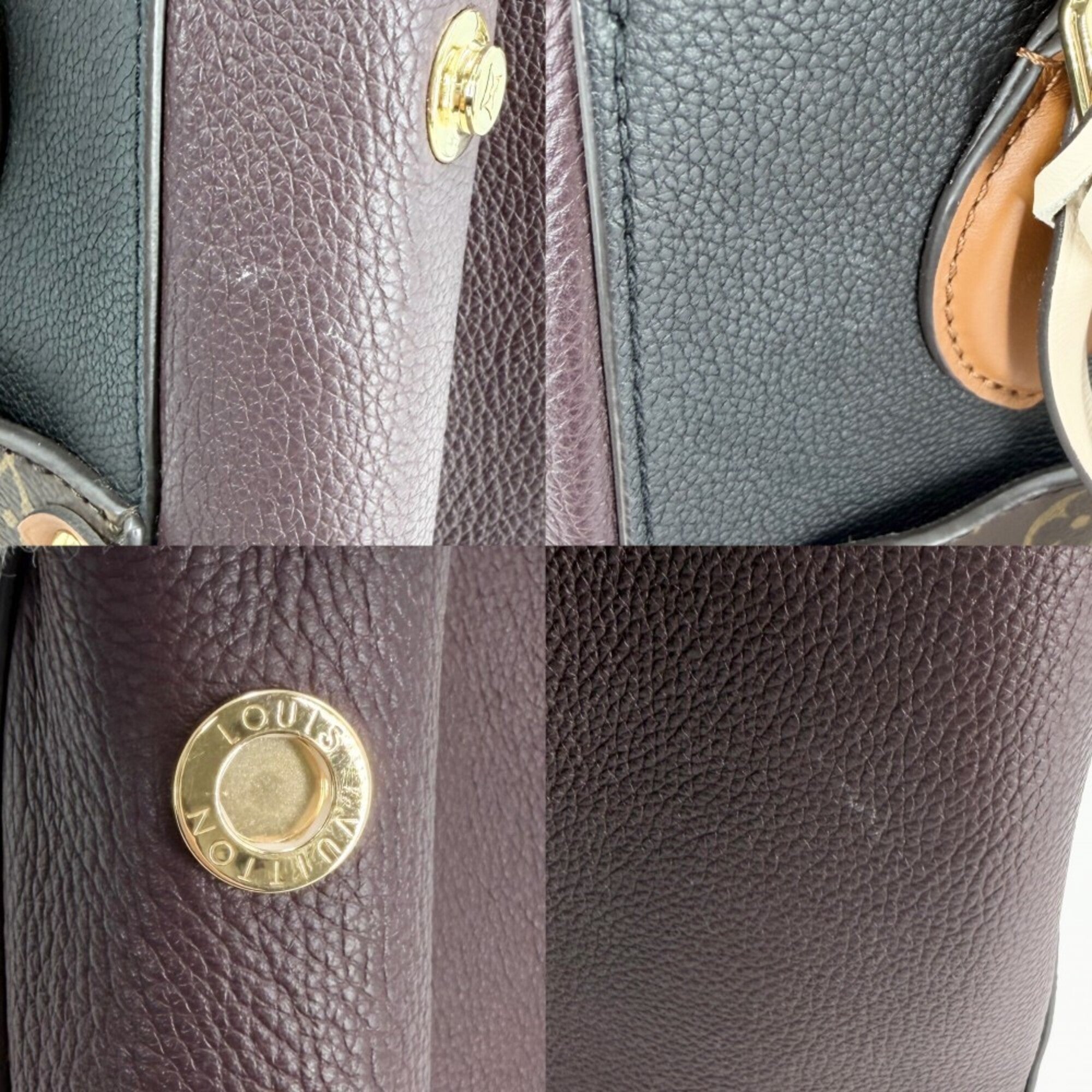 Louis Vuitton Black Bordeaux Brown Monogram Canvas Handbag Shoulder Bag Tote Bag (Pre-Owned)