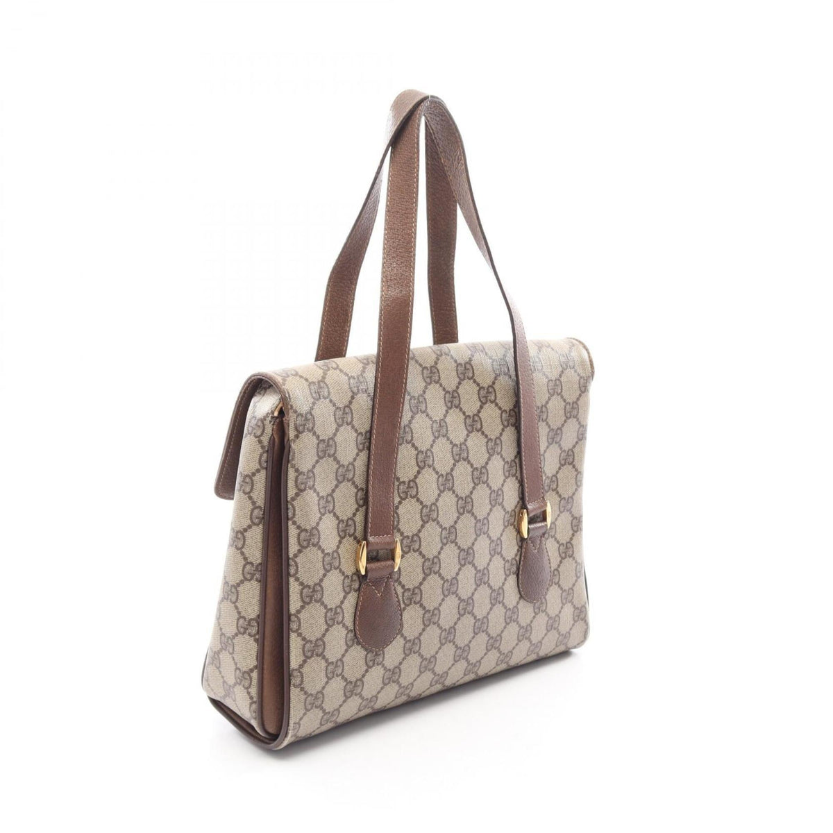 Gucci Beige Brown Gg Supreme Leather Handbag (Pre-Owned)