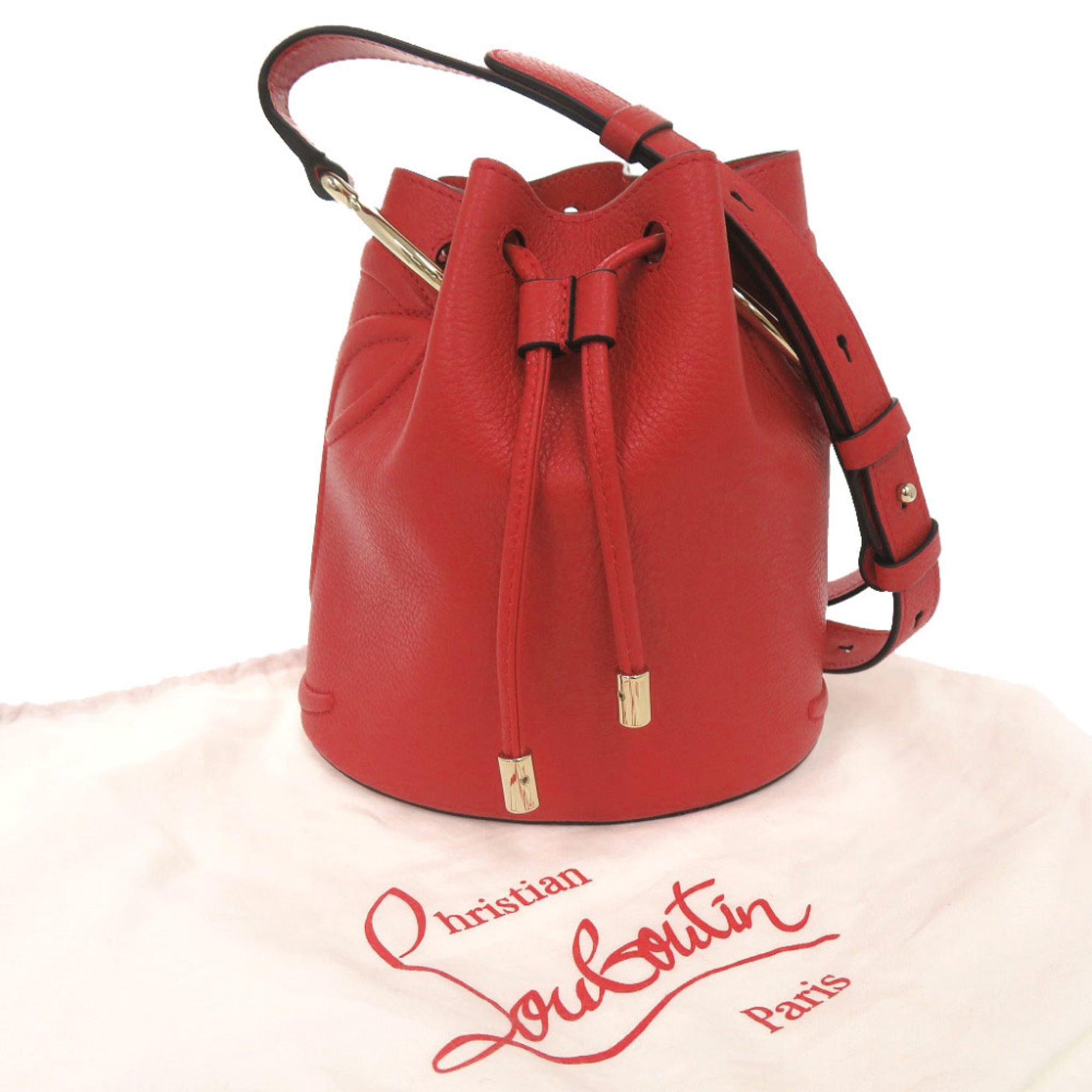 Christian Louboutin Red Color Leather Shoulder Bag (Pre-Owned)