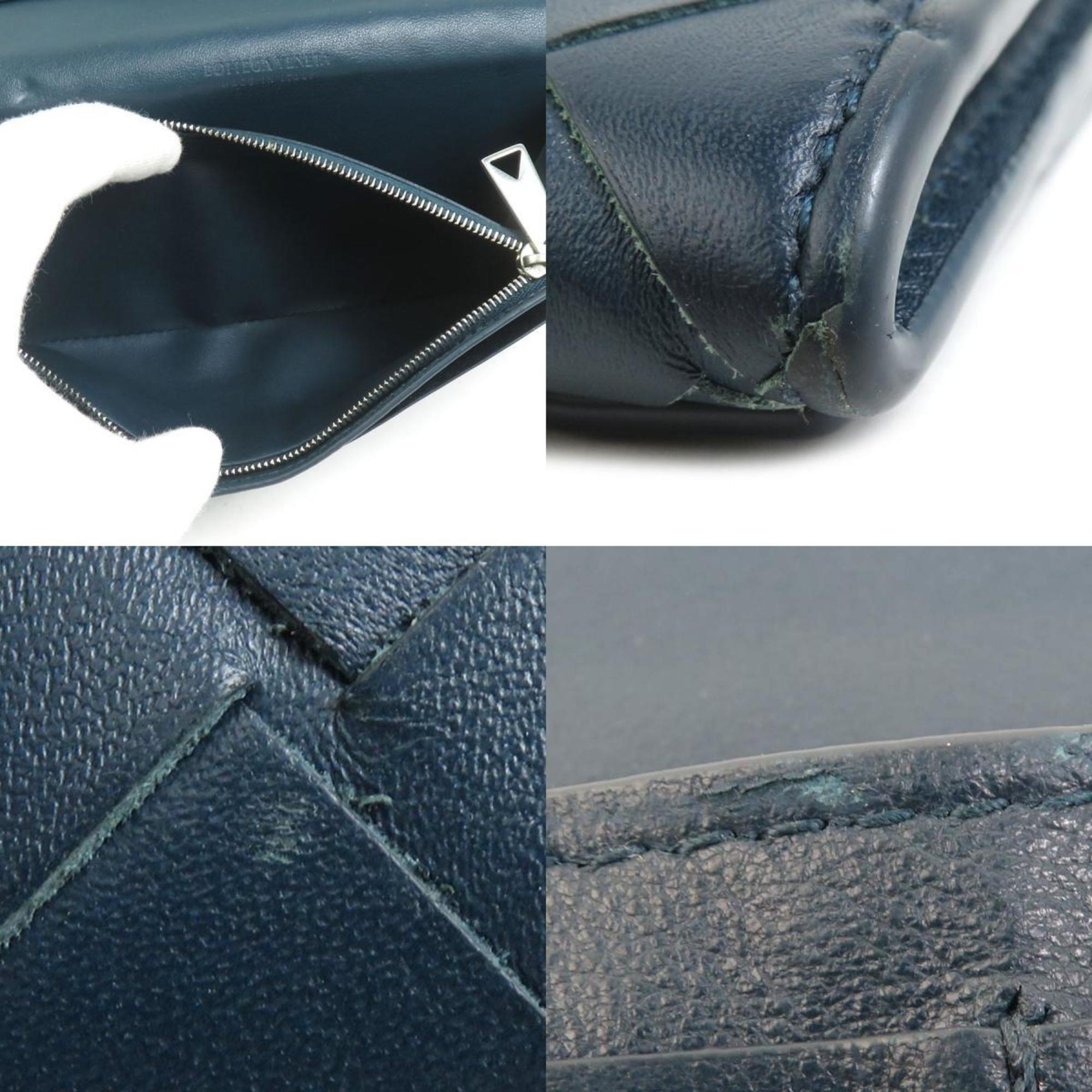 Bottega Veneta Blue Green Intrecciato Long Wallet (Bi-Fold) (Pre-Owned)
