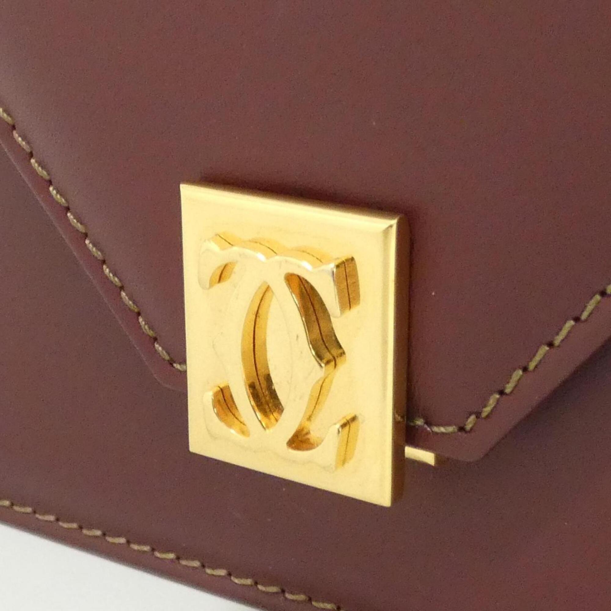 Cartier Bordeaux Leather Shoulder Bag (Pre-Owned)