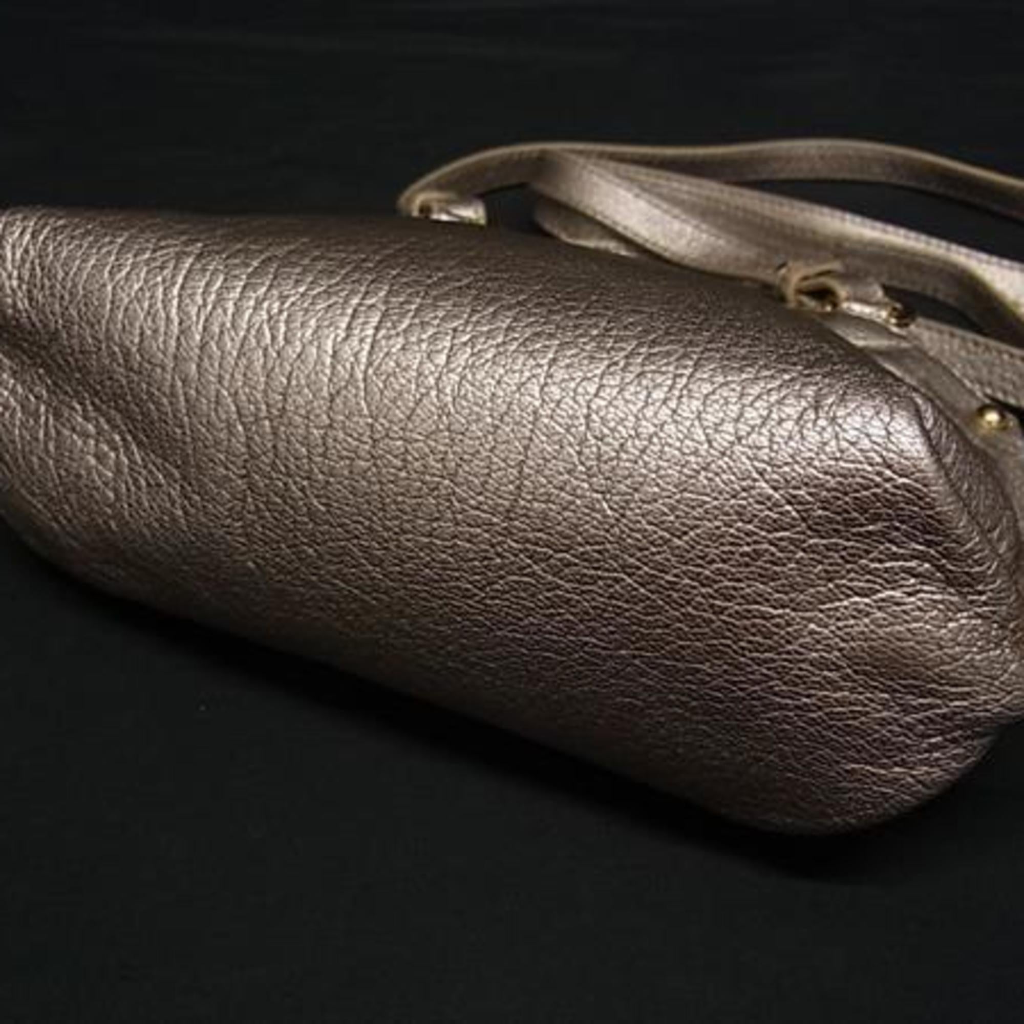 Salvatore Ferragamo Gancini Metallic Pink Beige Leather Handbag Shoulder Bag Tote Bag (Pre-Owned)