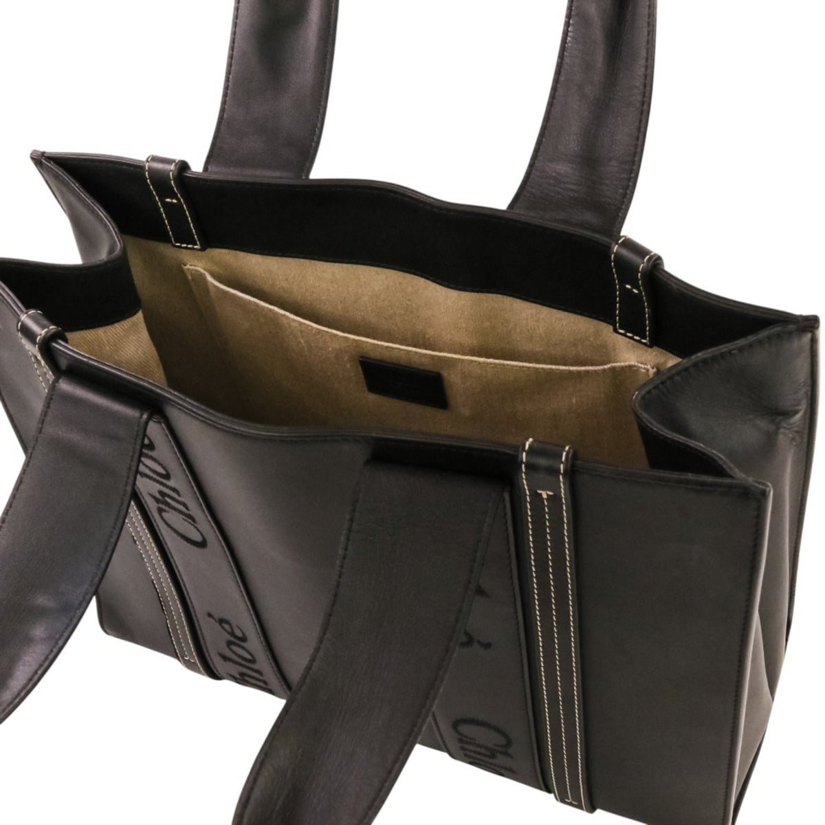 Chloé Black Leather Handbag Tote Bag (Pre-Owned)