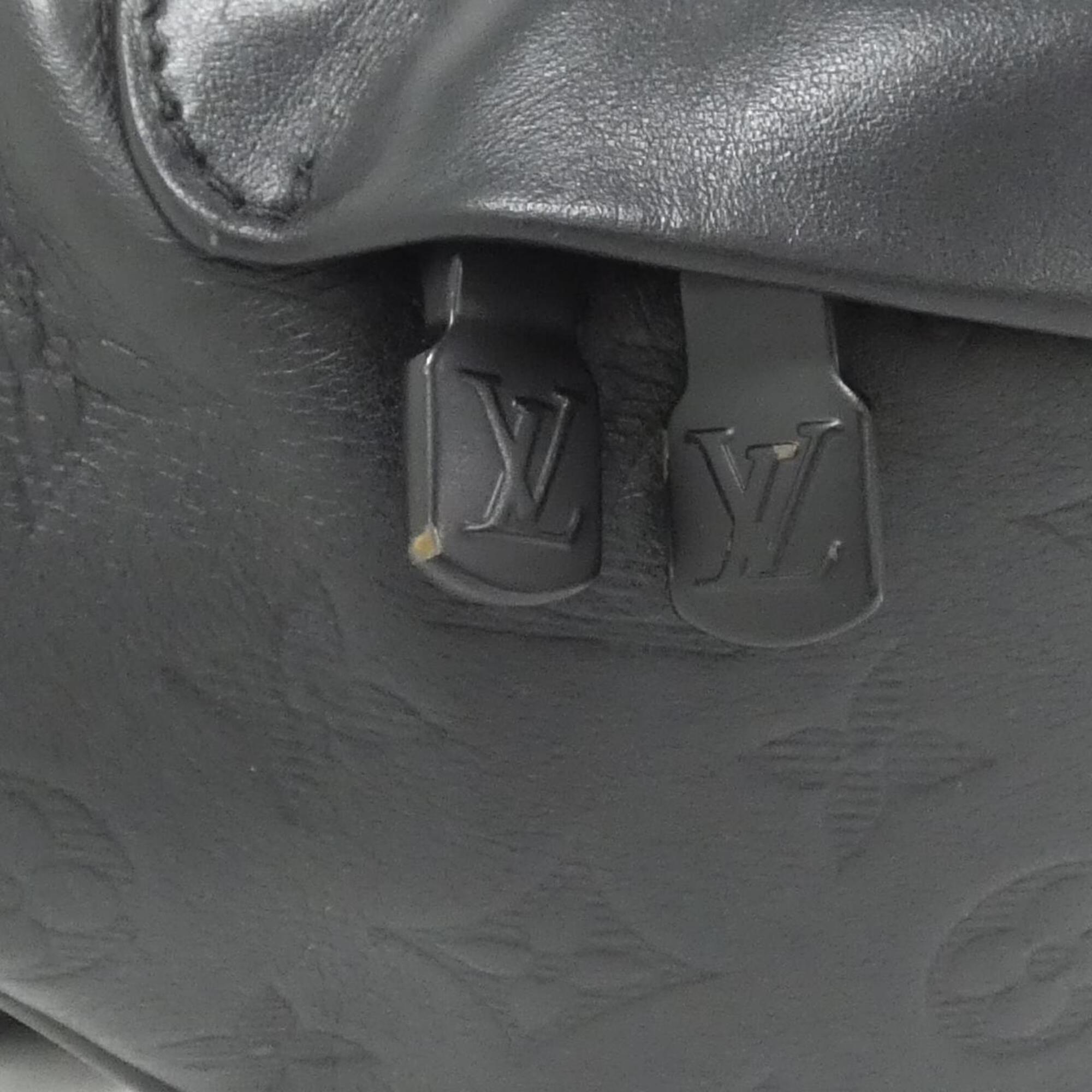 Louis Vuitton Black Leather Fanny Pack Shoulder Bag Sling Bag (Pre-Owned)