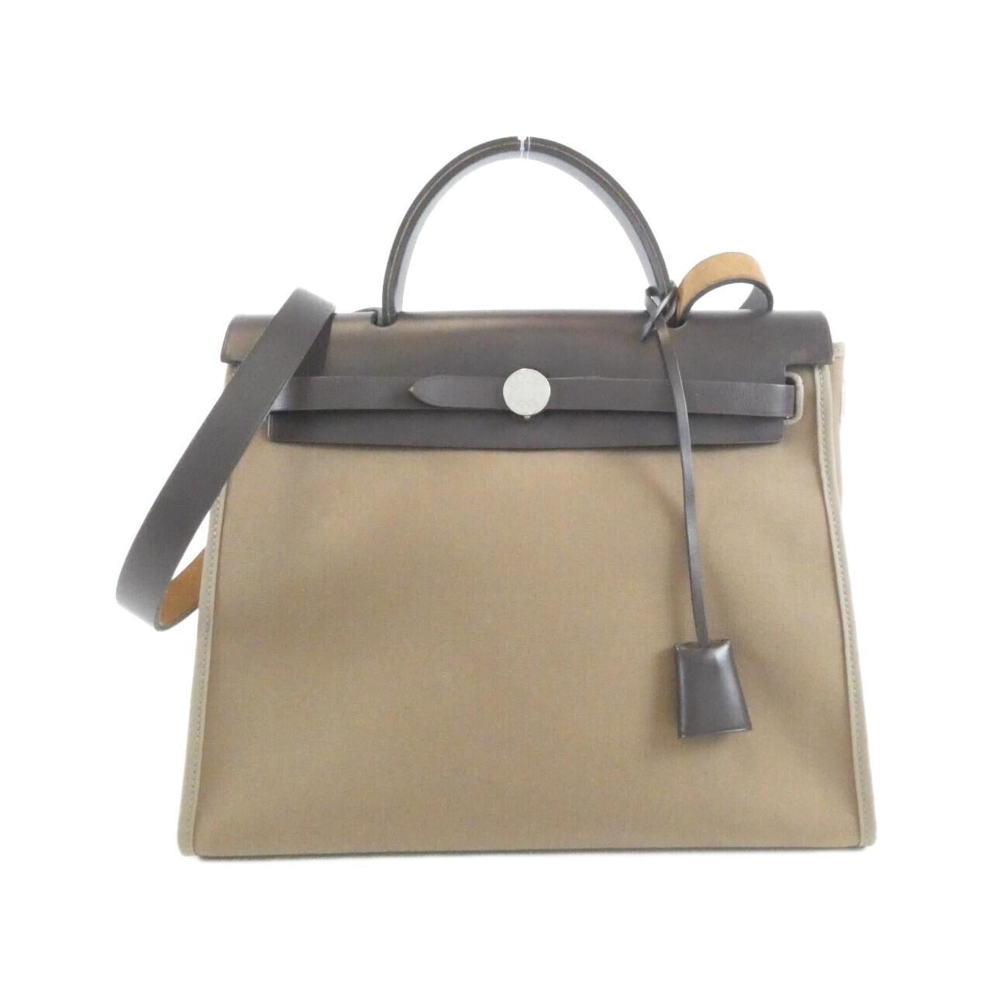 Hermes Ebene Etoupe Gray Toile Officier Handbag Pouch (Pre-Owned)