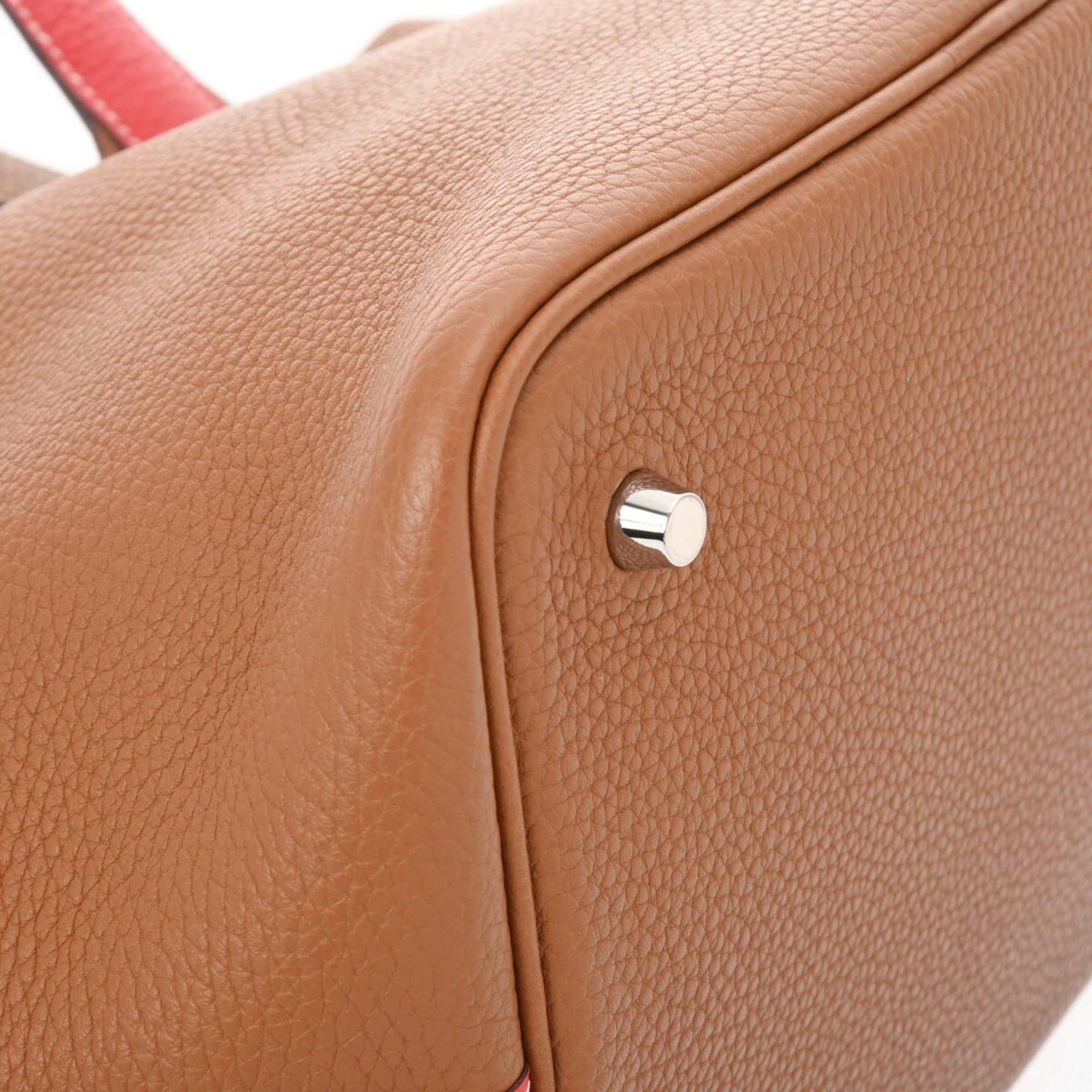 Hermes Gold Red Color Taurillon Clemence Leather Handbag (Pre-Owned)