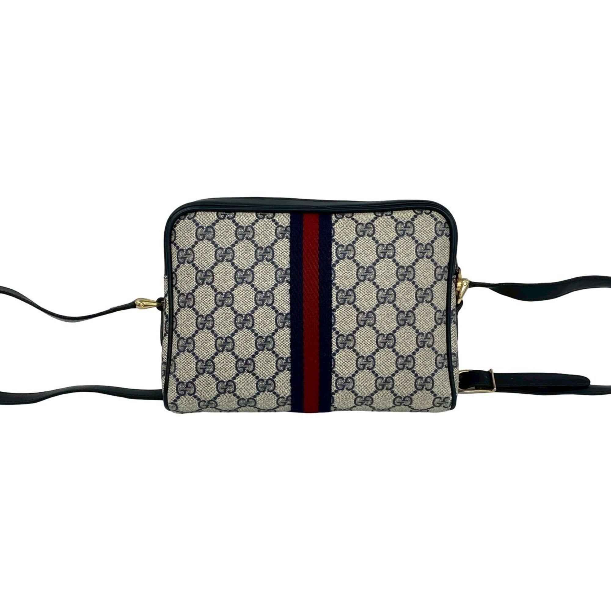 Gucci Navy Red Color Pvc Leather Shoulder Bag (Pre-Owned)