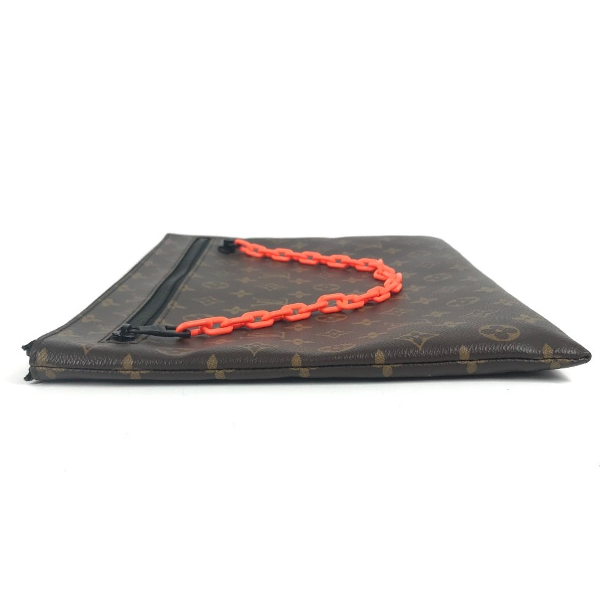 Louis Vuitton Brown Orange Monogram Canvas Clutch Bag Pochette Pouch (Pre-Owned)