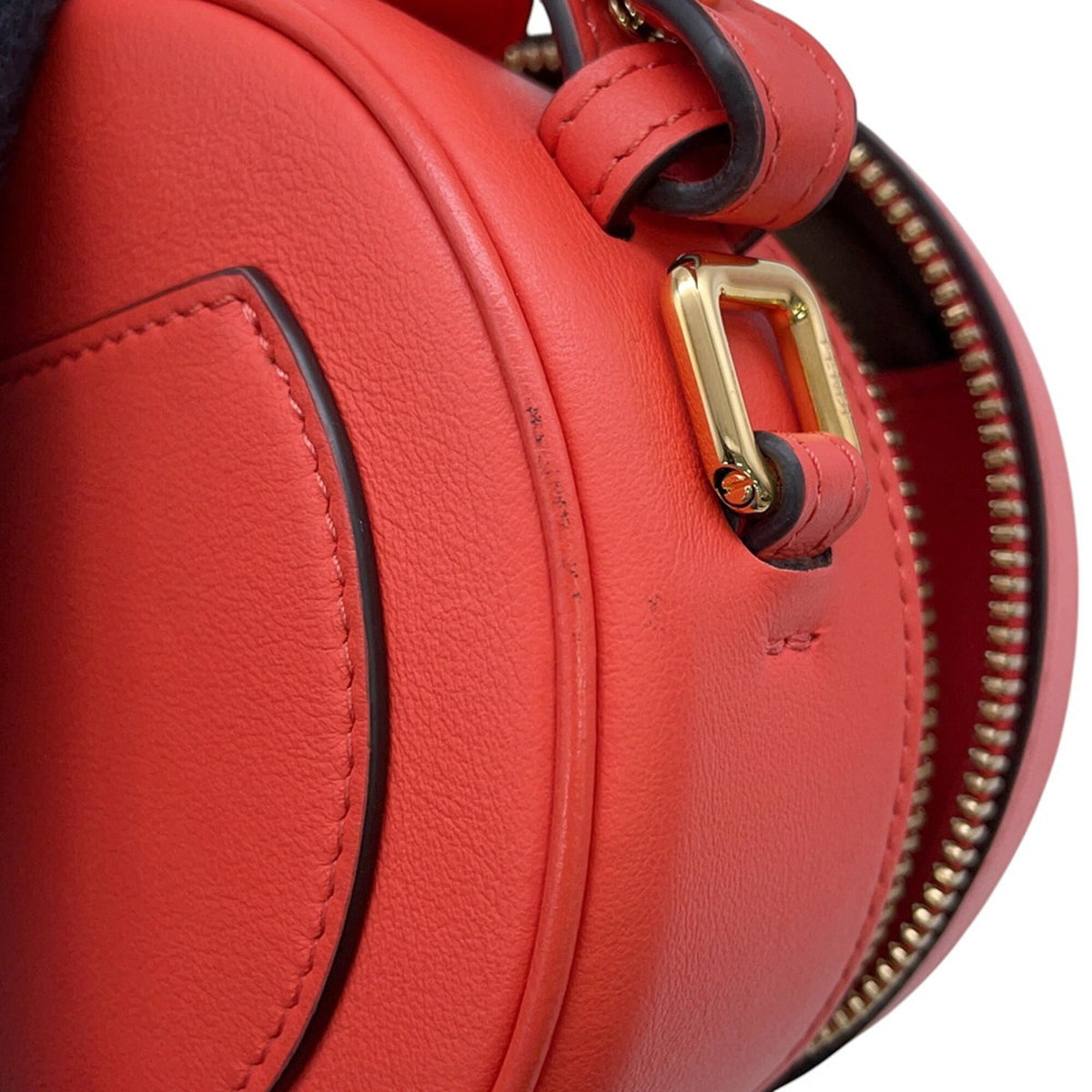 Fendi Red Color Leather Suede Handbag (Pre-Owned)