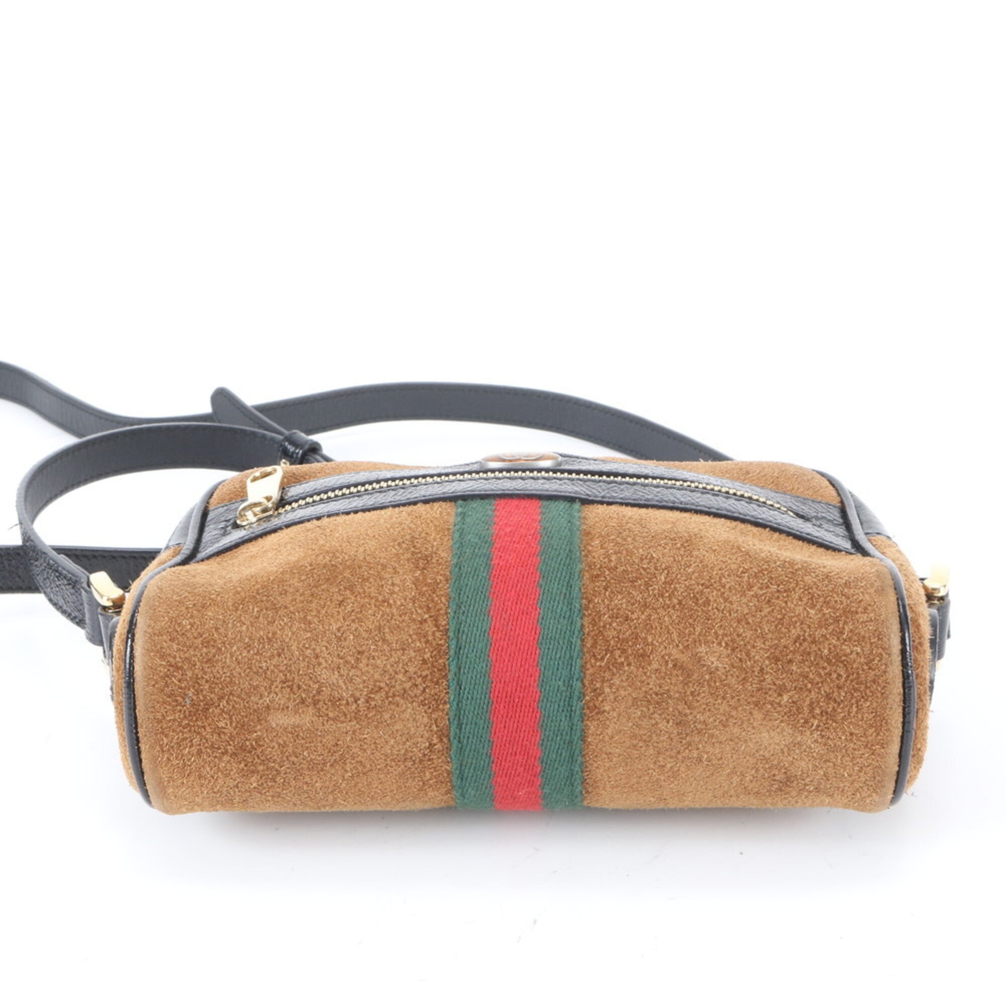 Gucci Sherry Line Black Brown Leather Shoulder Bag (Pre-Owned)