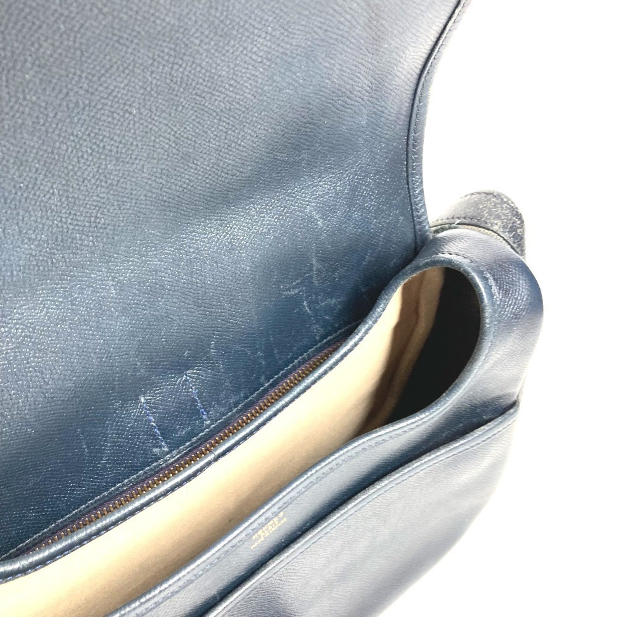 Hermes Navy Leather Shoulder Bag (Pre-Owned)